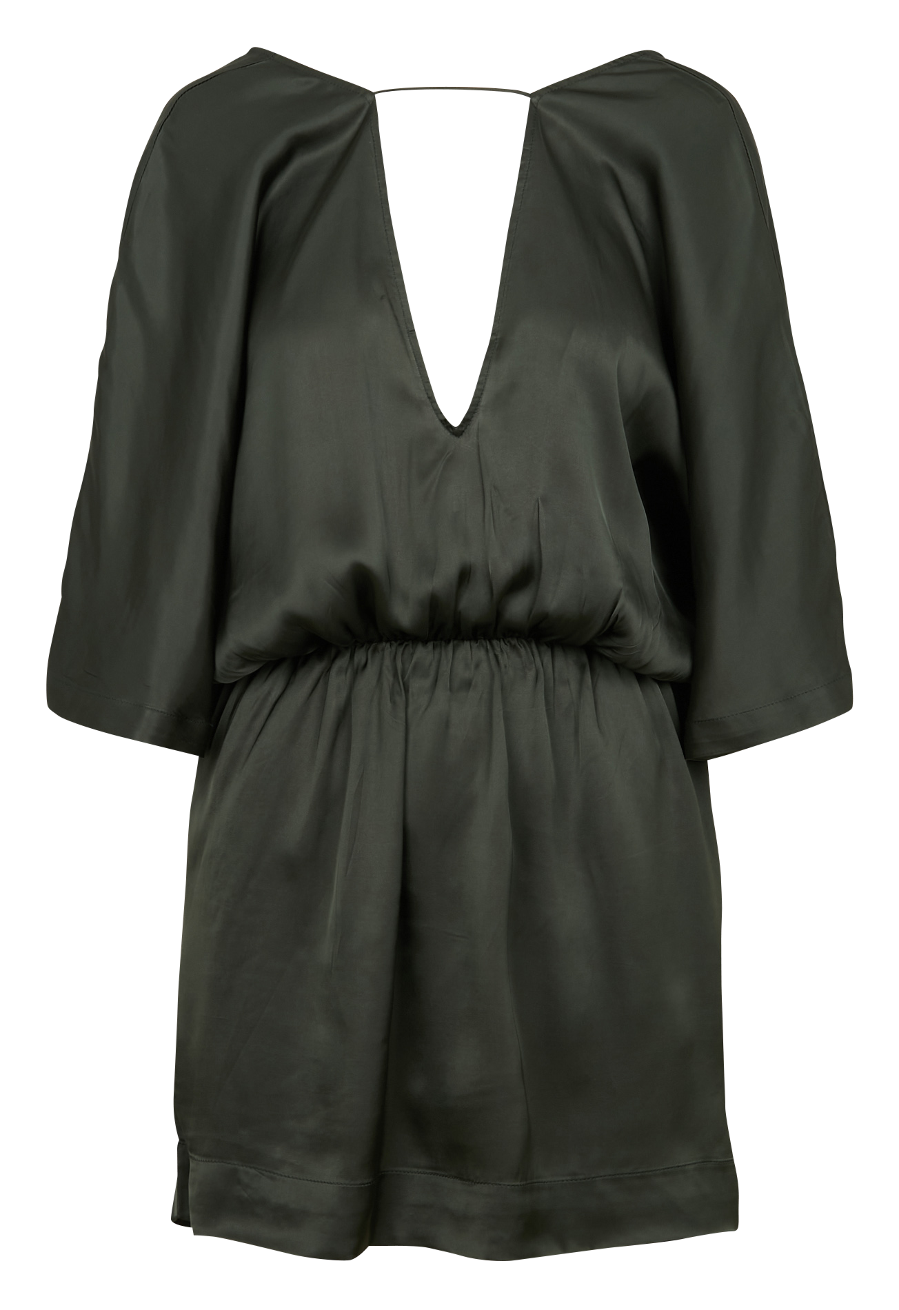 Korte, satijnachtige jurk met open rug KARMA KOMA Groen