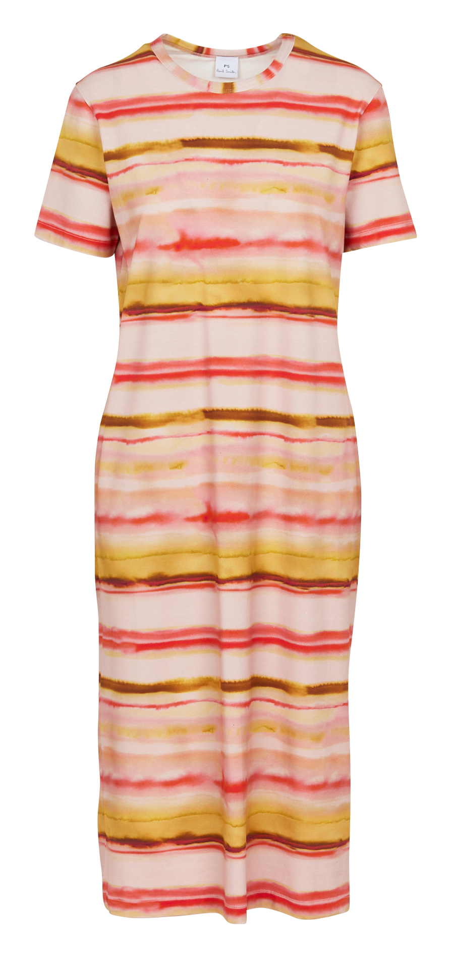 Straight cotton-blend round-neck midi dress PAUL SMITH Pink