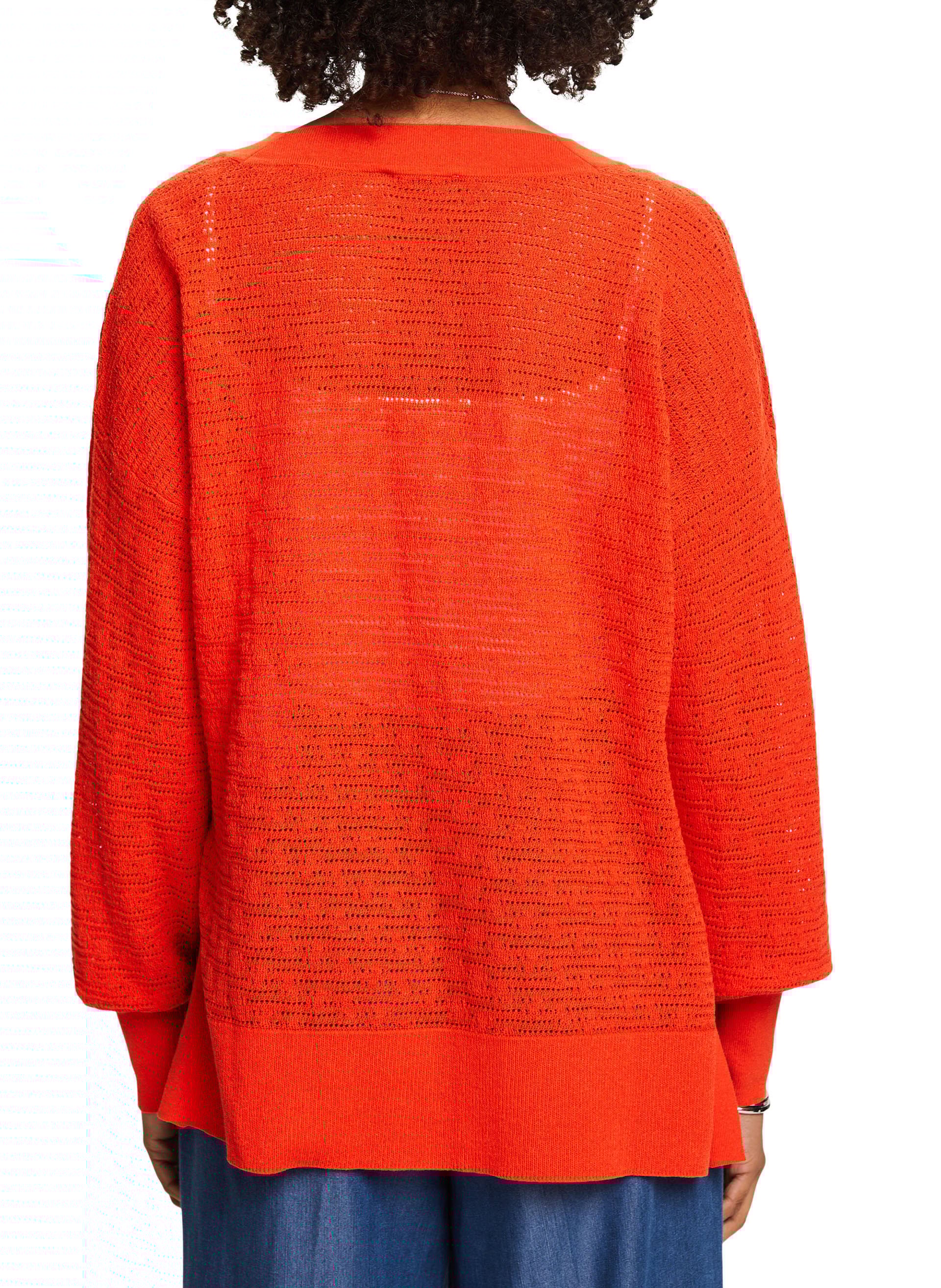 Pull col V en maille ESPRIT Orange