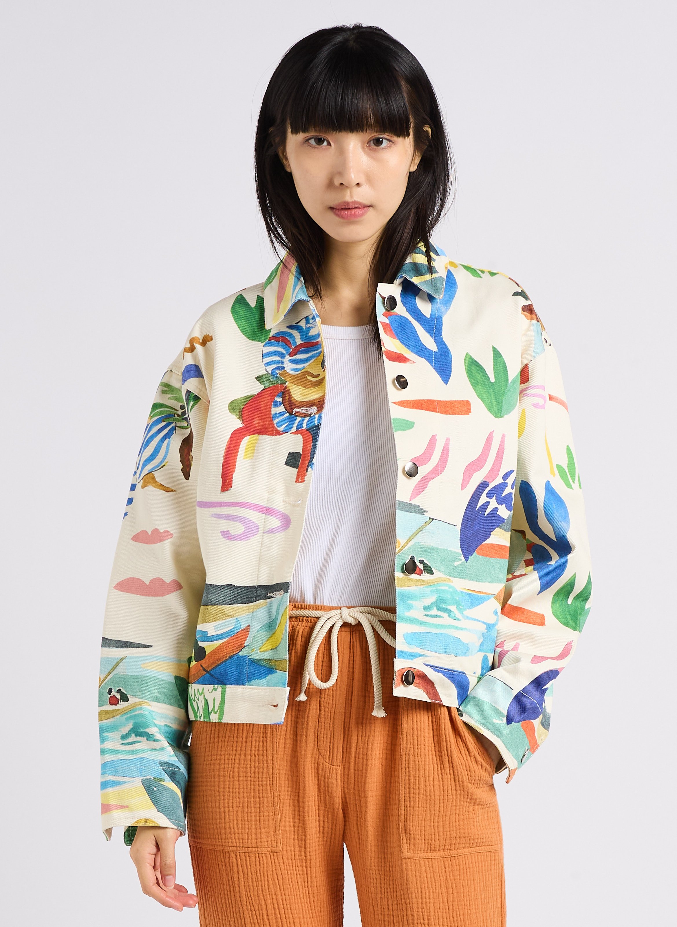 Jeansjacke aus Baumwolle mit Print G.KERO Mehrfarbig