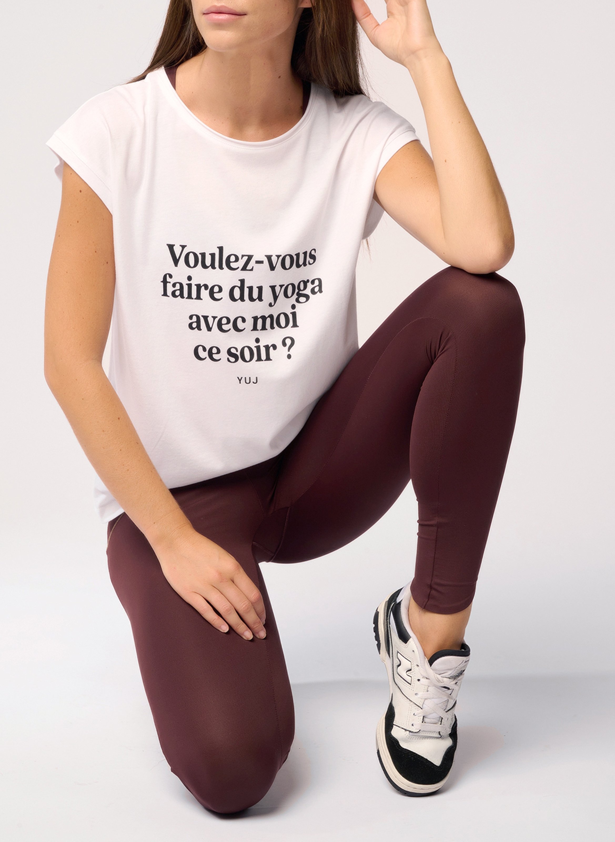 Round-neck straight-cut cotton T-shirt YUJ YOGA PARIS White