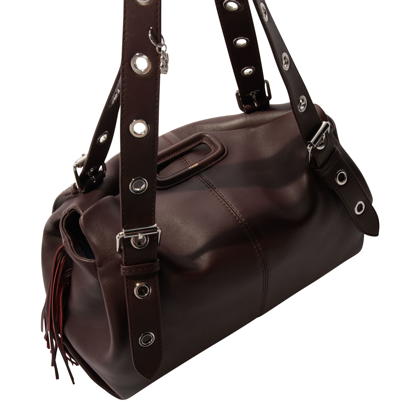 Grote leren shopper tas MAJE Rood