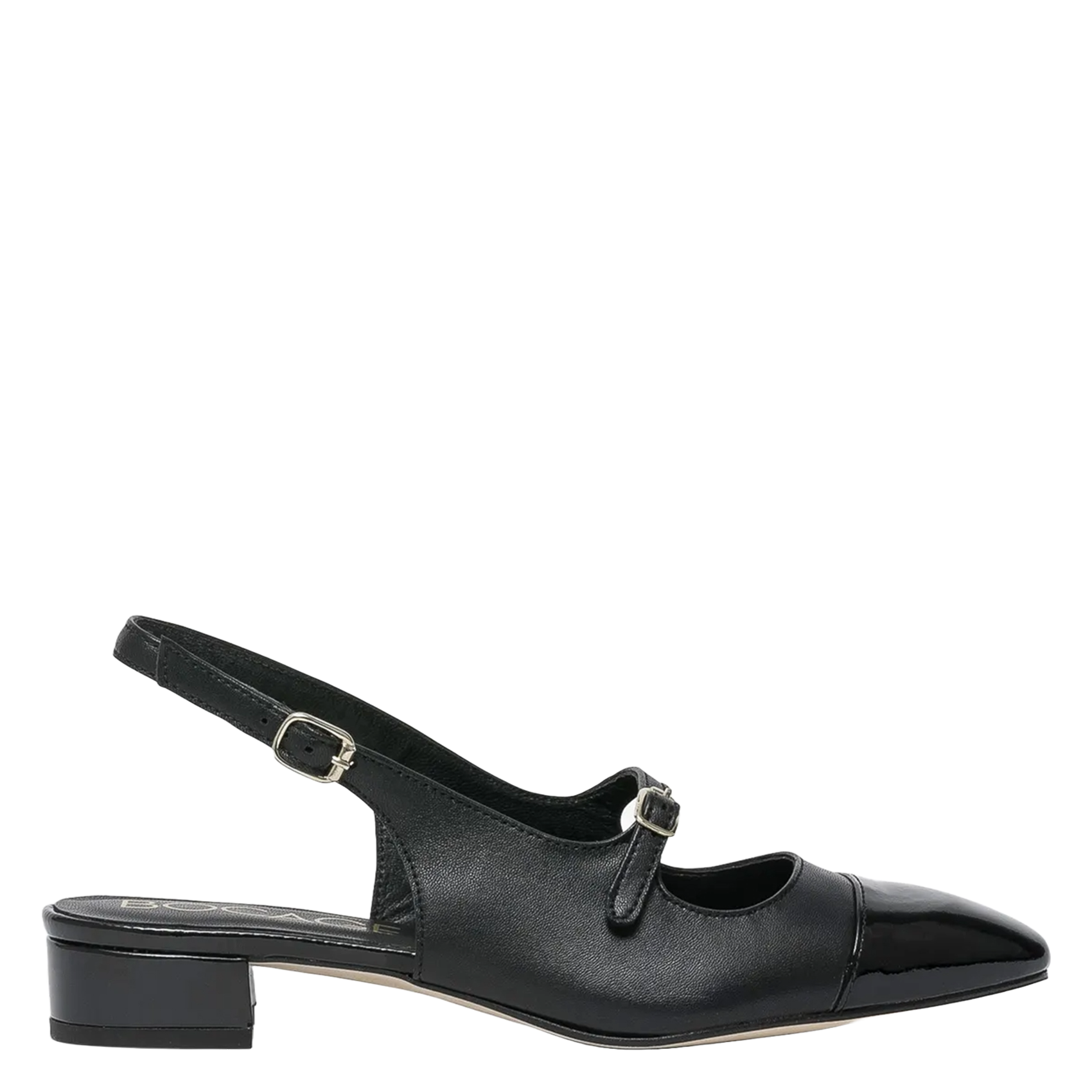 Ledersandalen mit niedrigem Absatz BOCAGE Schwarz