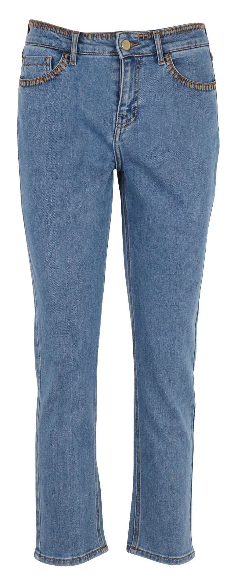 Jean droit en coton mélangé I CODE Bleu