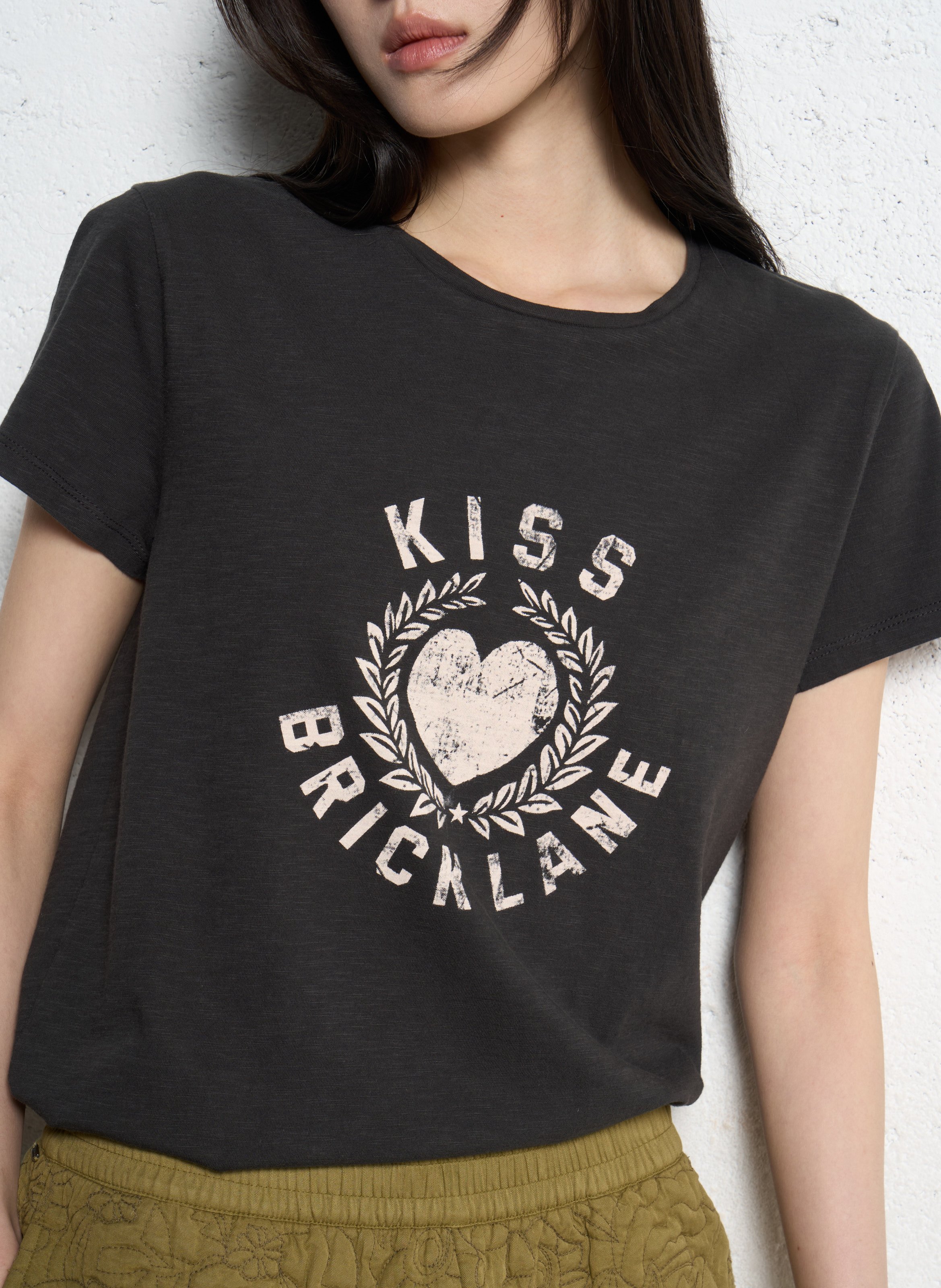 Tee-shirt col rond en coton IKKS Gris