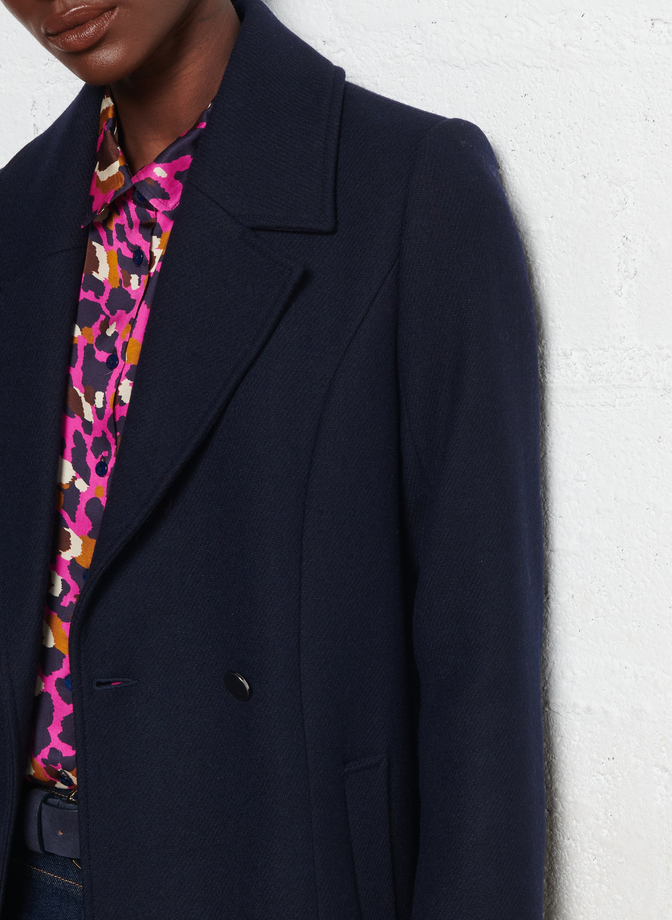 Manteau droit en coton mélangé ONE STEP Bleu