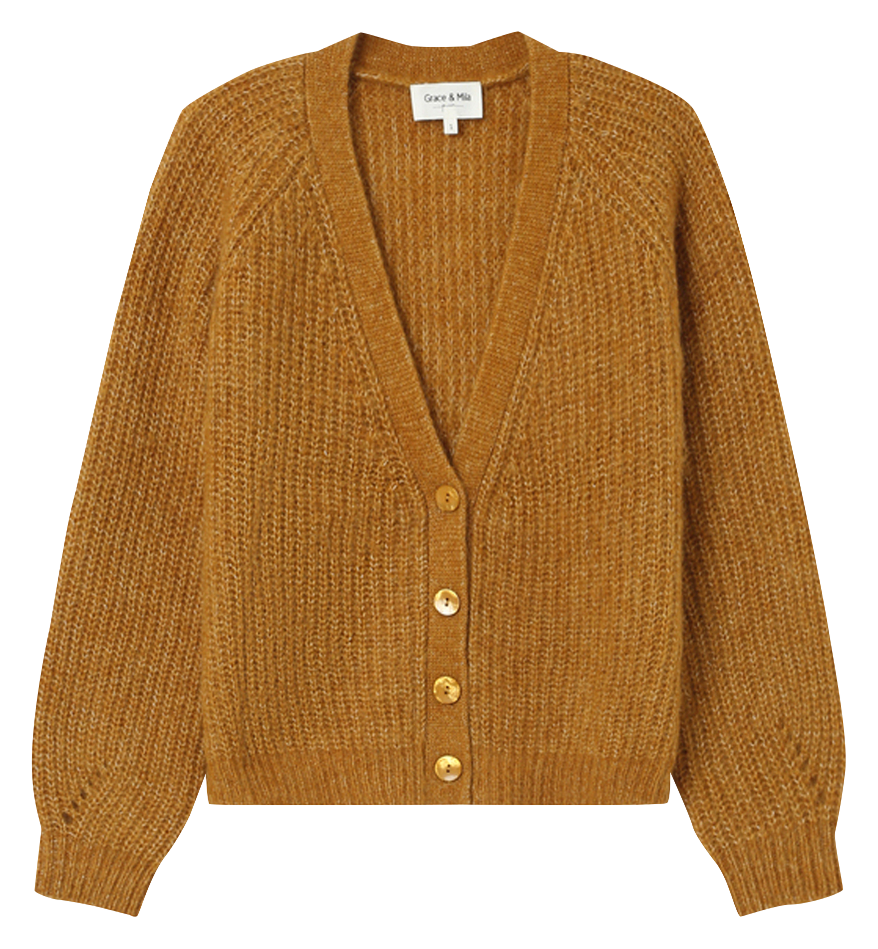 Gilet droit en maille GRACE ET MILA Jaune