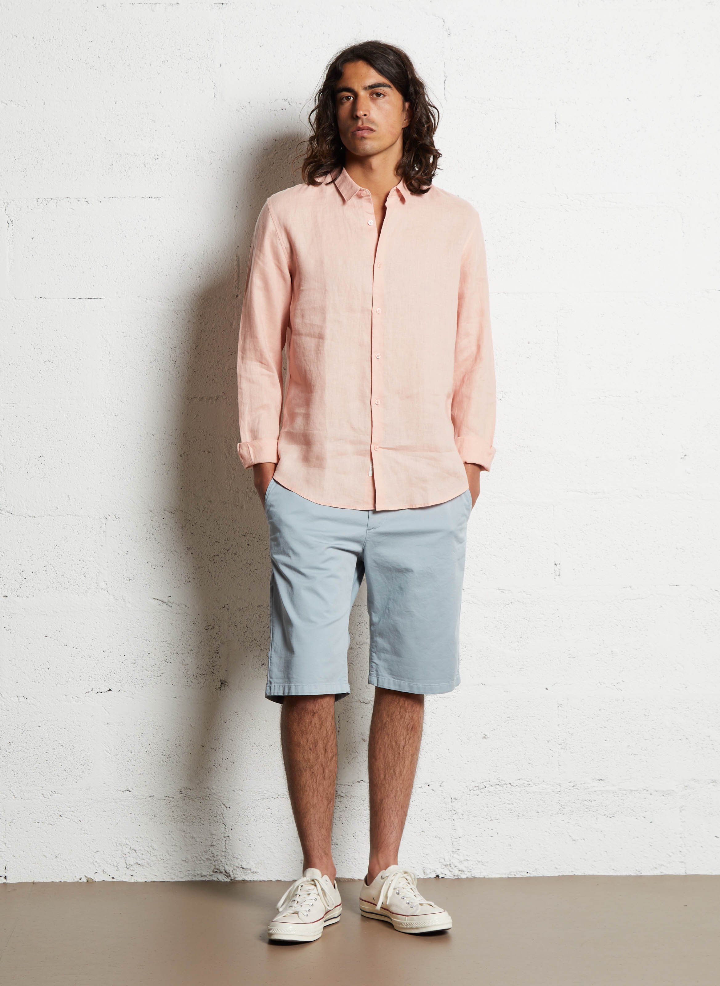 Slim-fit linen shirt IKKS Pink