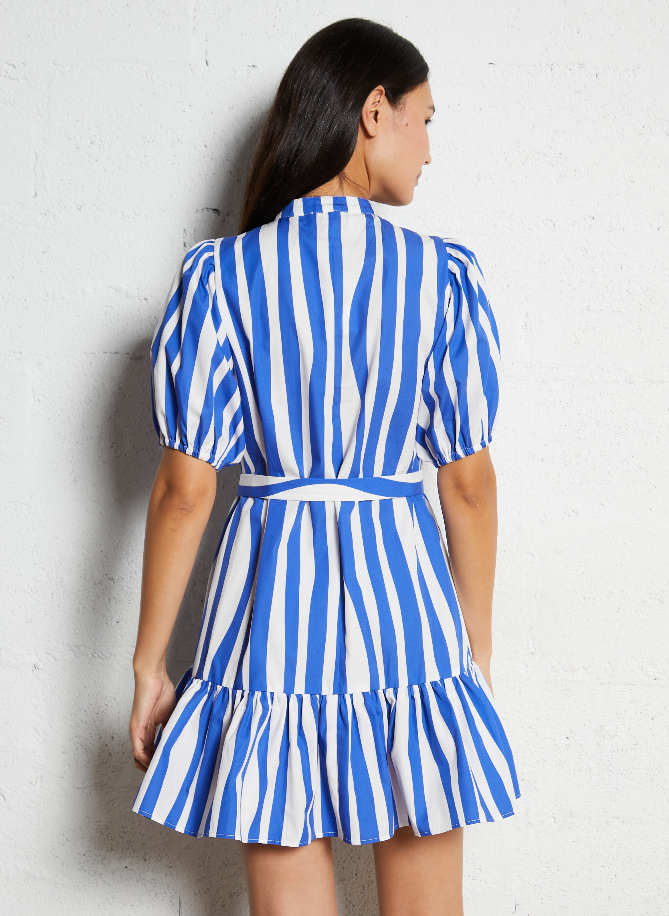 Short striped cotton dress ELISE CHALMIN Blue
