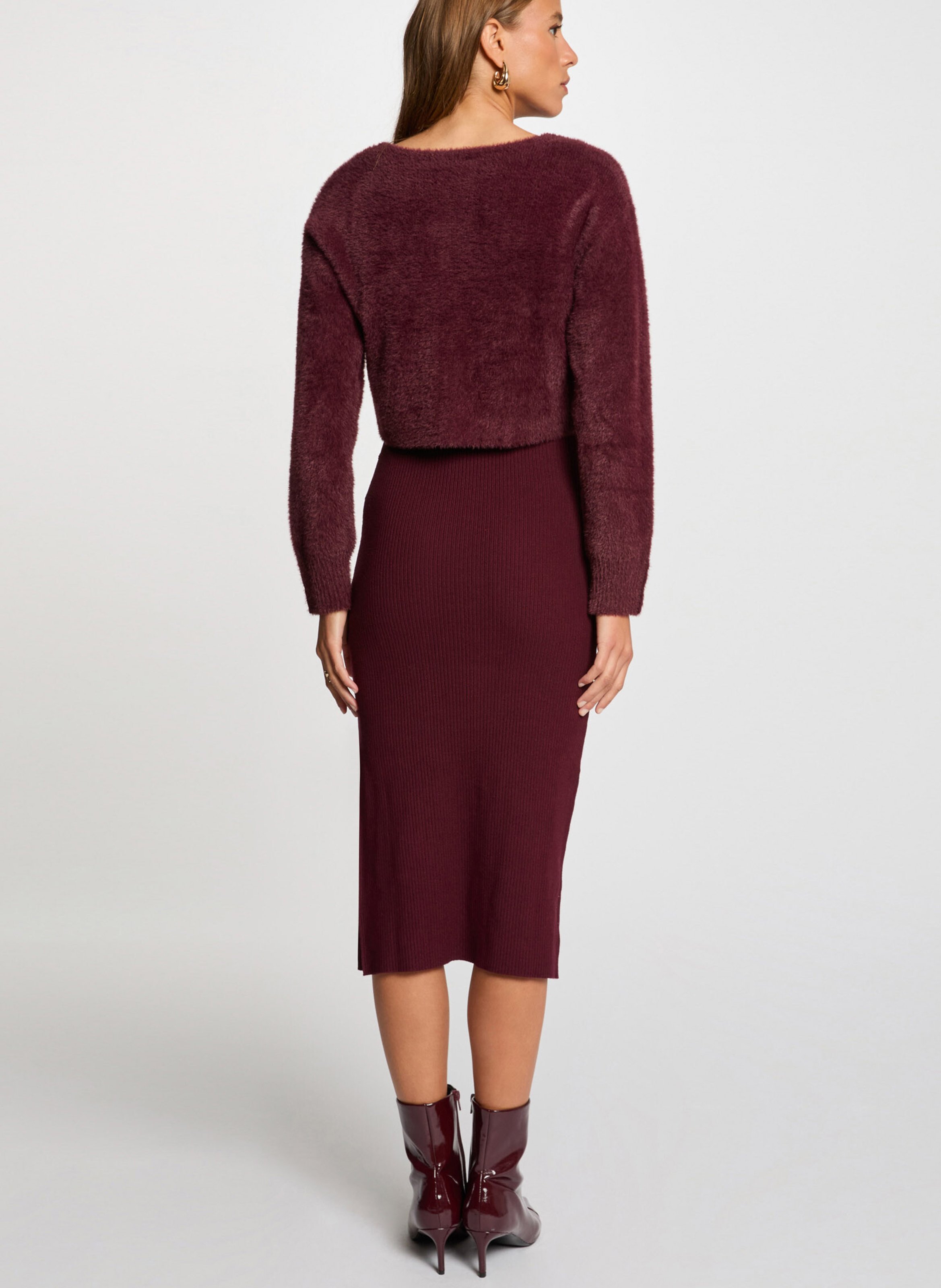 Round-neck midi dress MORGAN Purple