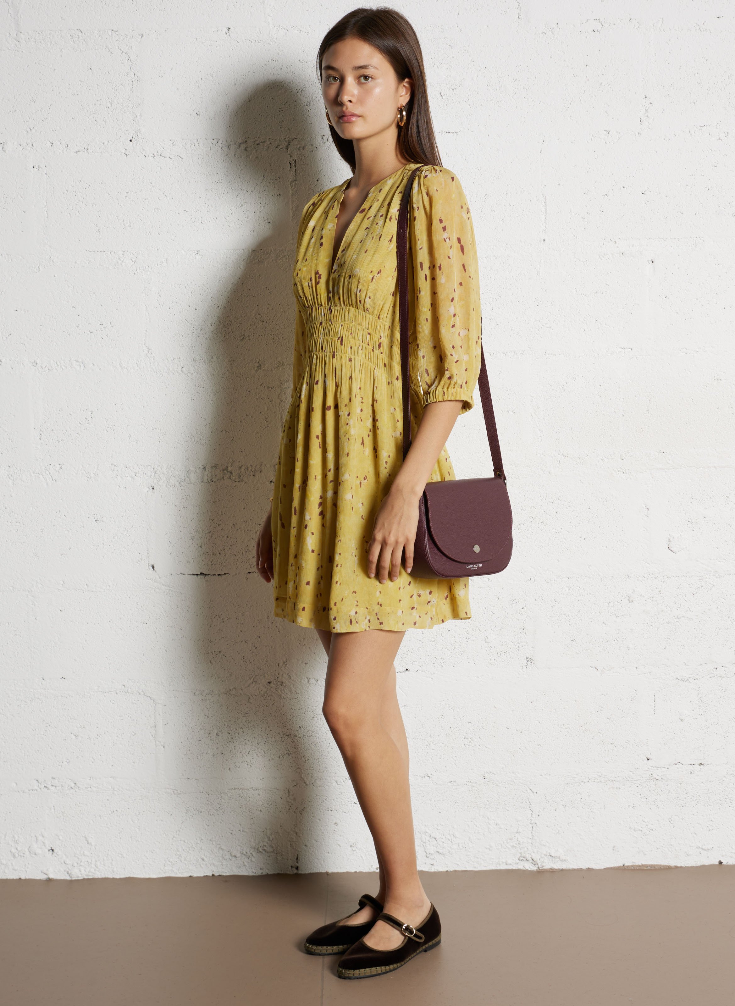 Sac porté épaule en cuir LANCASTER PARIS Rouge