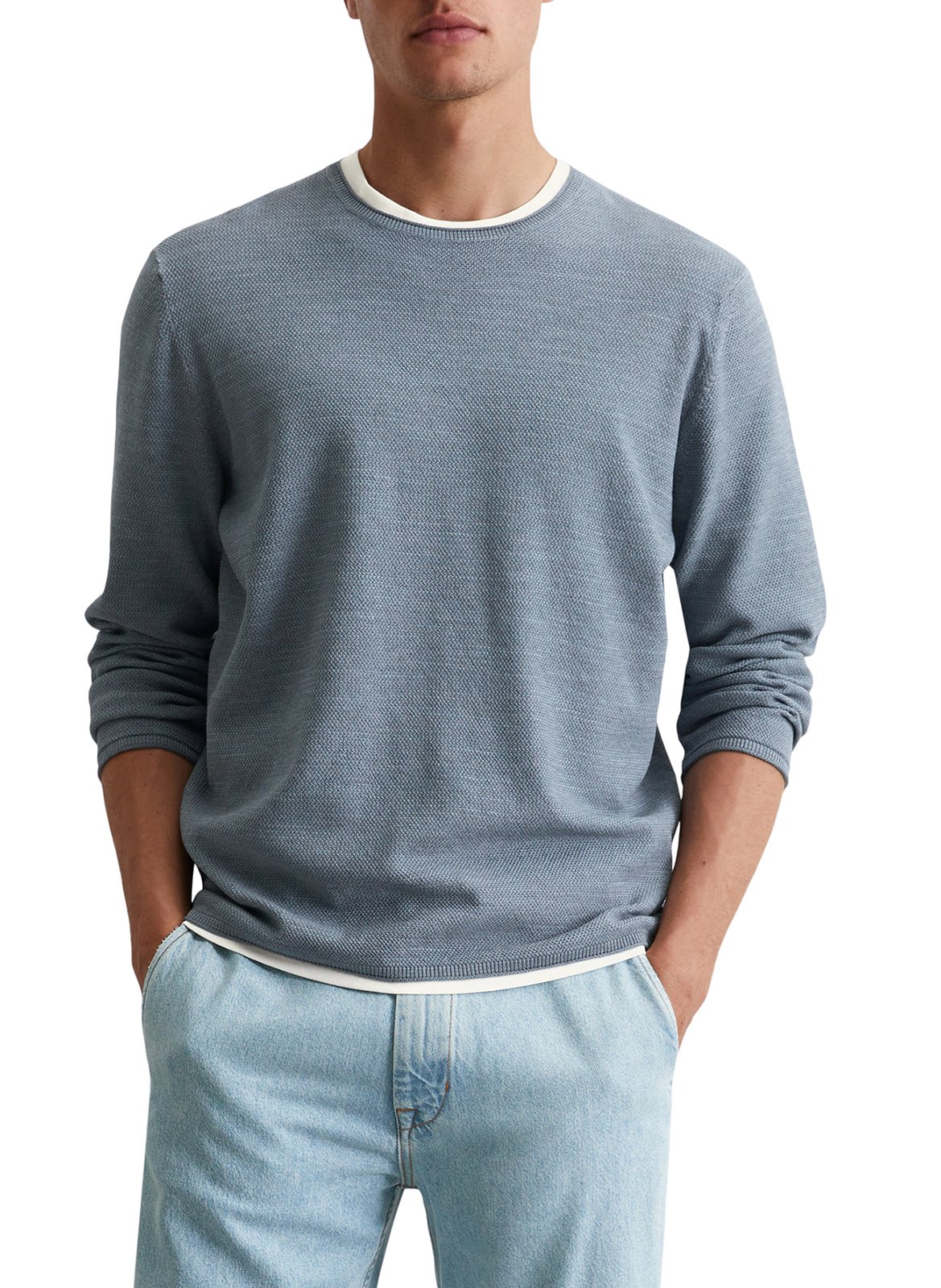 Pull col rond en coton MARC O'POLO Bleu