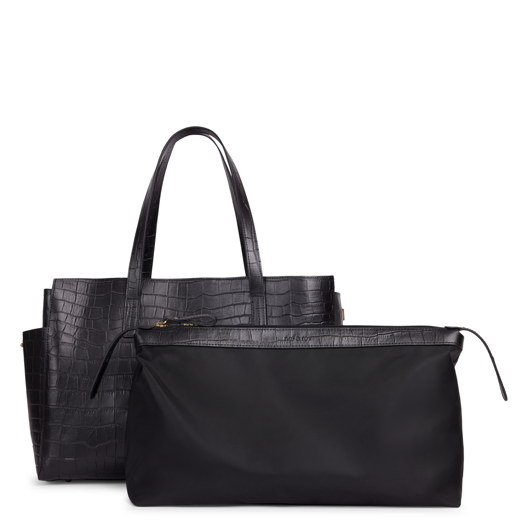 Cabas en cuir motif reptile NAT & NIN Noir