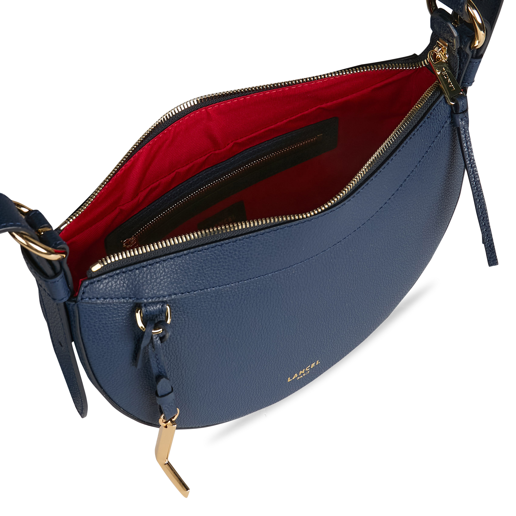 Halbmond-Ledertasche LANCEL Blau
