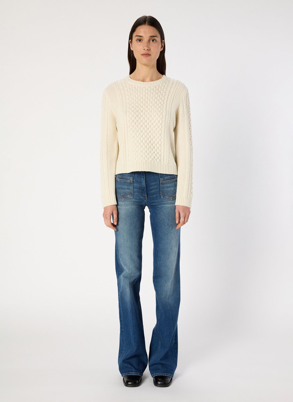 Effen trui van wolmix met lange mouwen en kant GERARD DAREL Beige