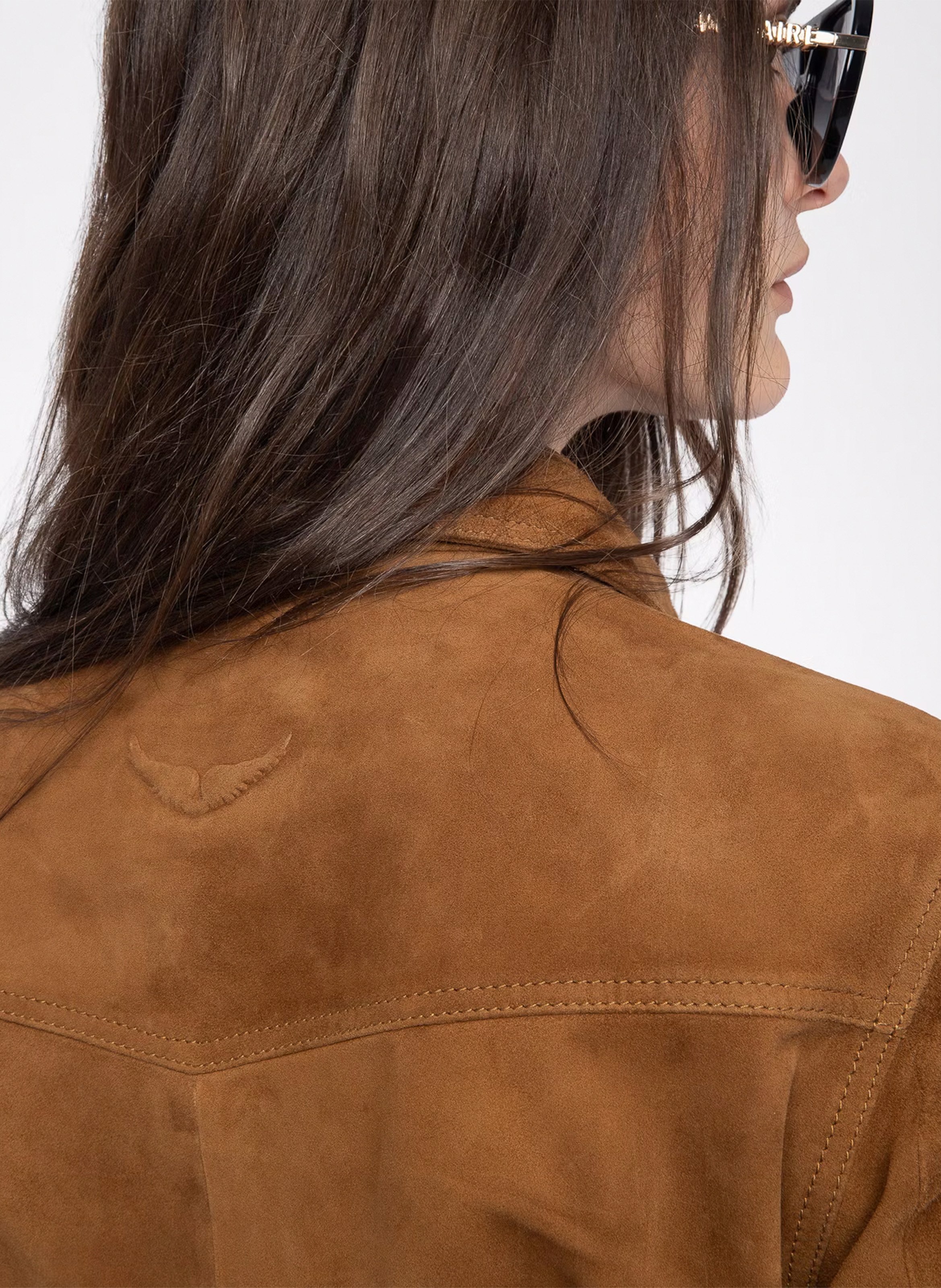 Chemise ajustée en cuir suédé ZADIG&VOLTAIRE Marron