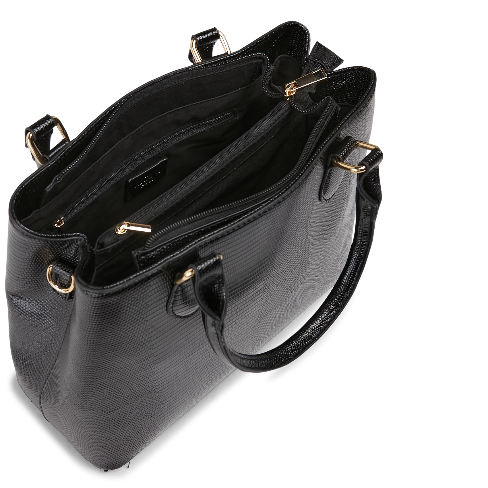 Schoudertas met krokodillenprint AU PRINTEMPS PARIS Zwart