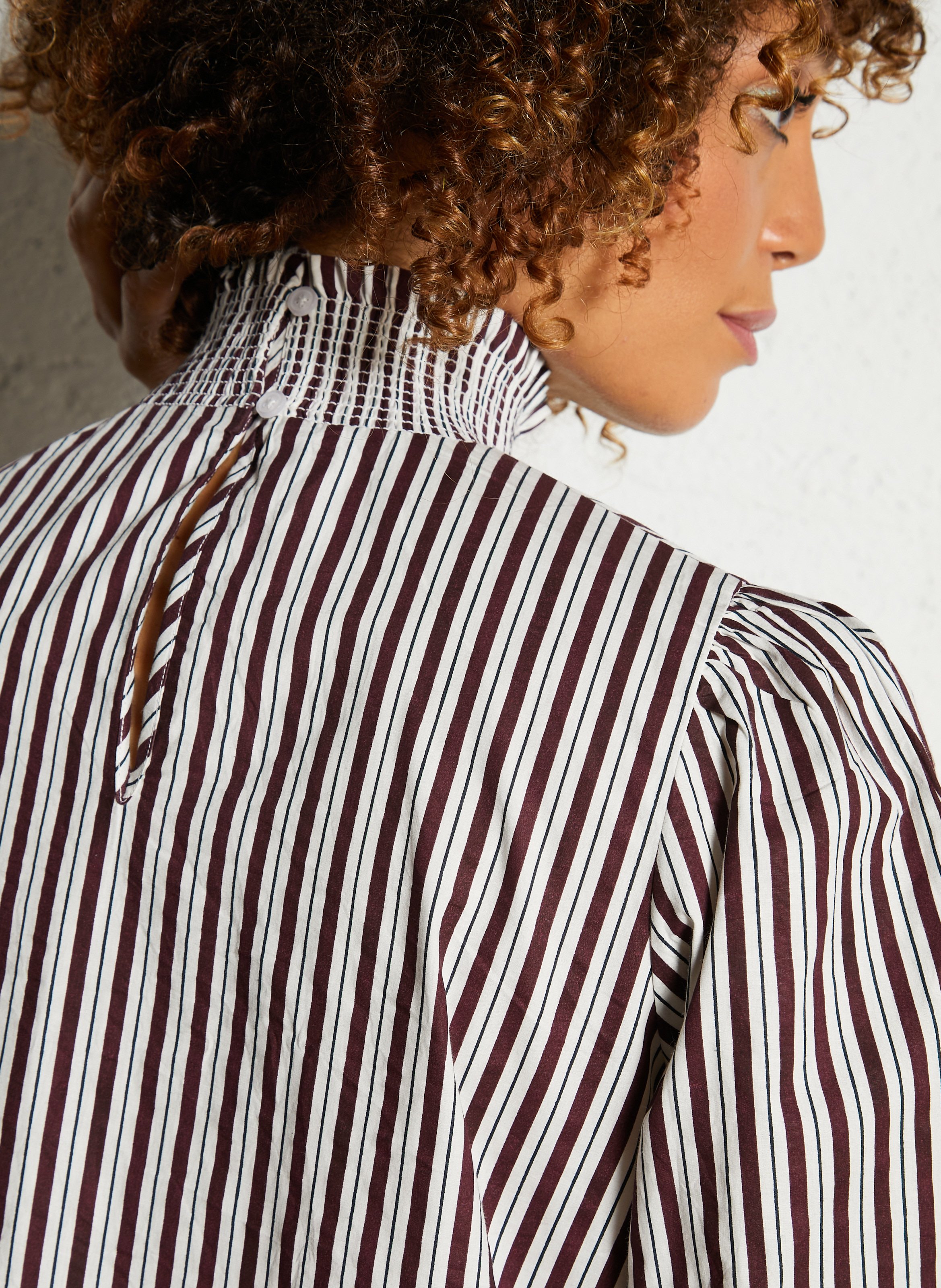 Straight high-neck cotton blouse PETITE MENDIGOTE Red