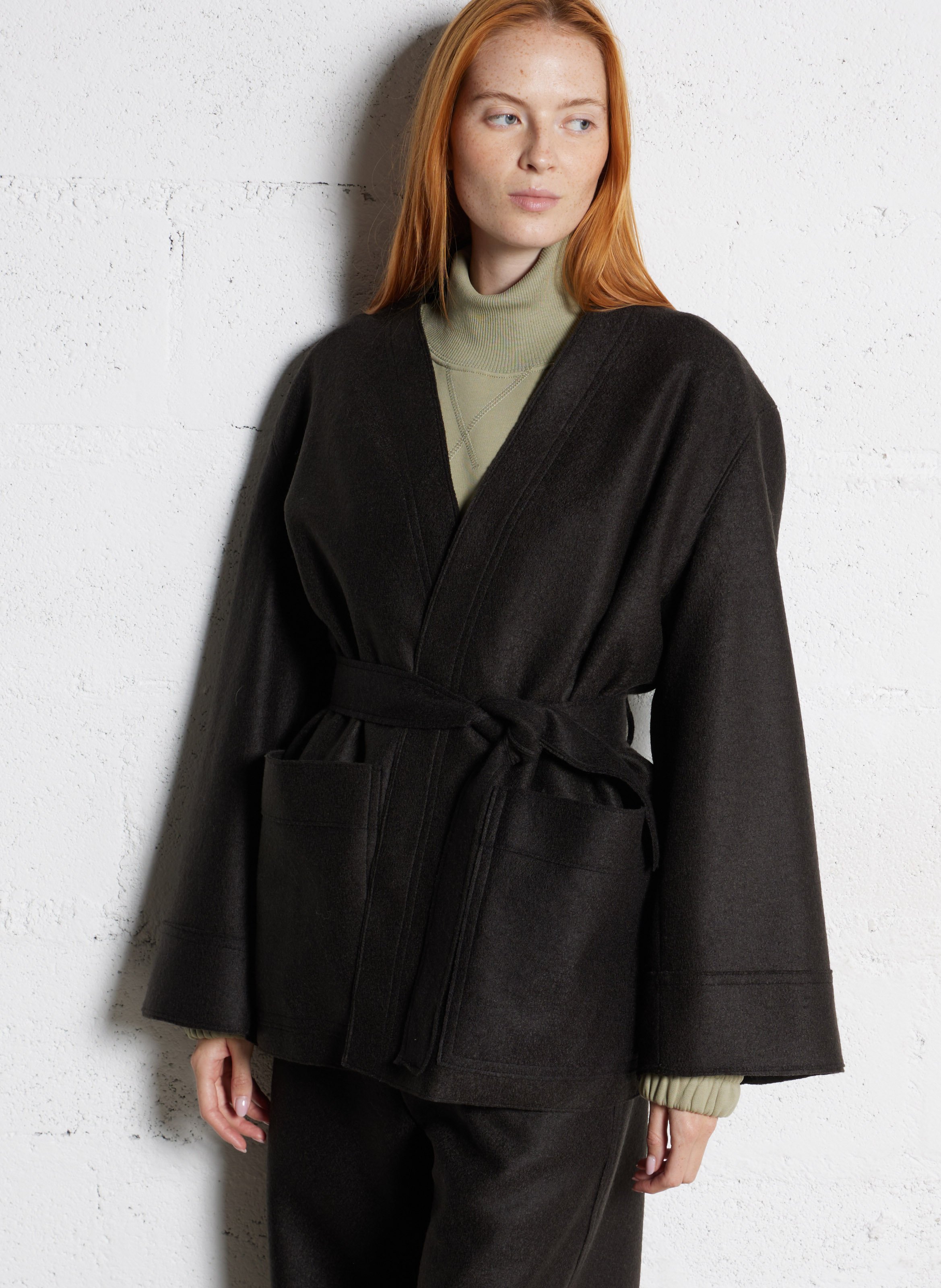 Virgin wool kimono SOEUR Green