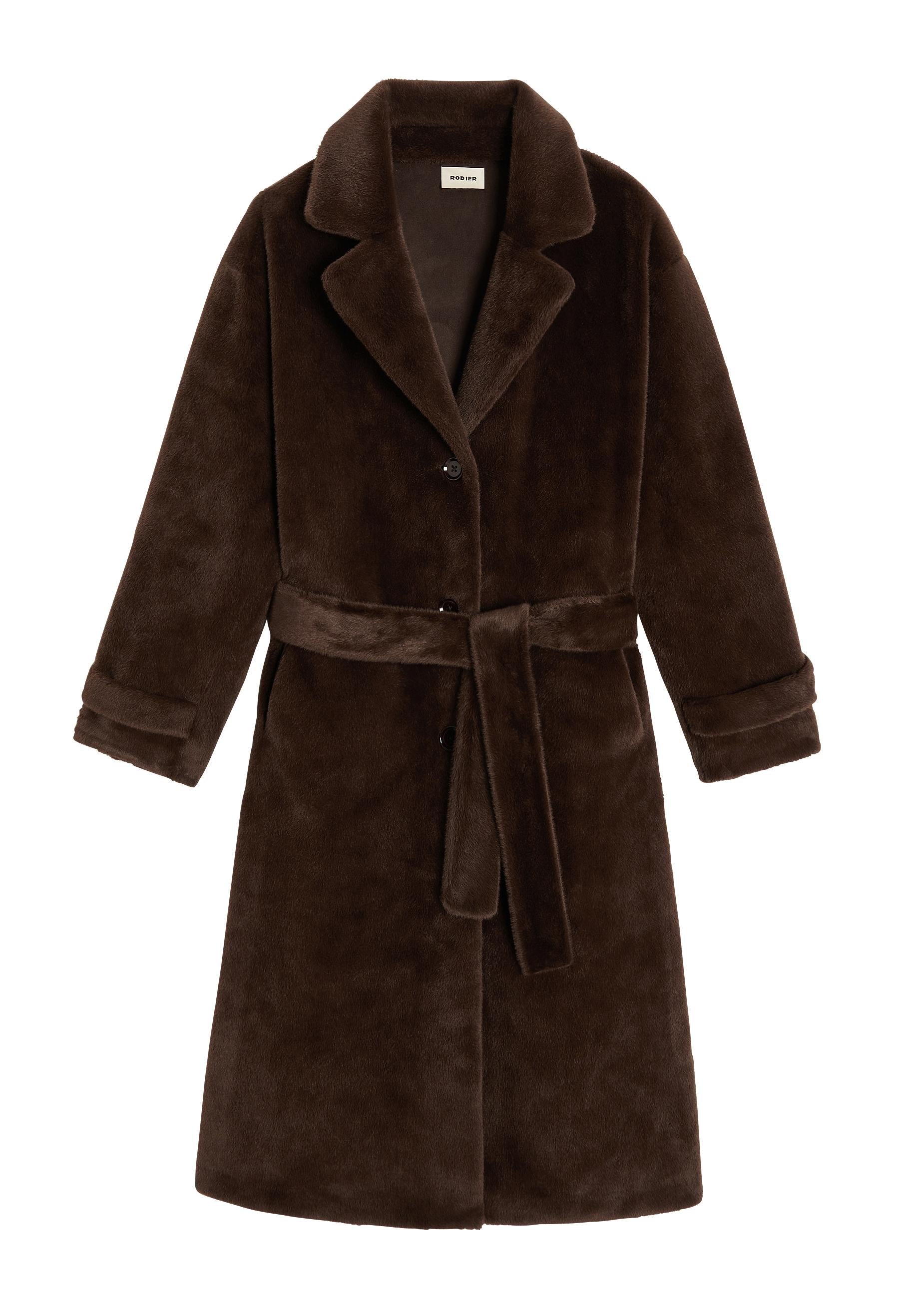 Long faux fur coat RODIER Brown