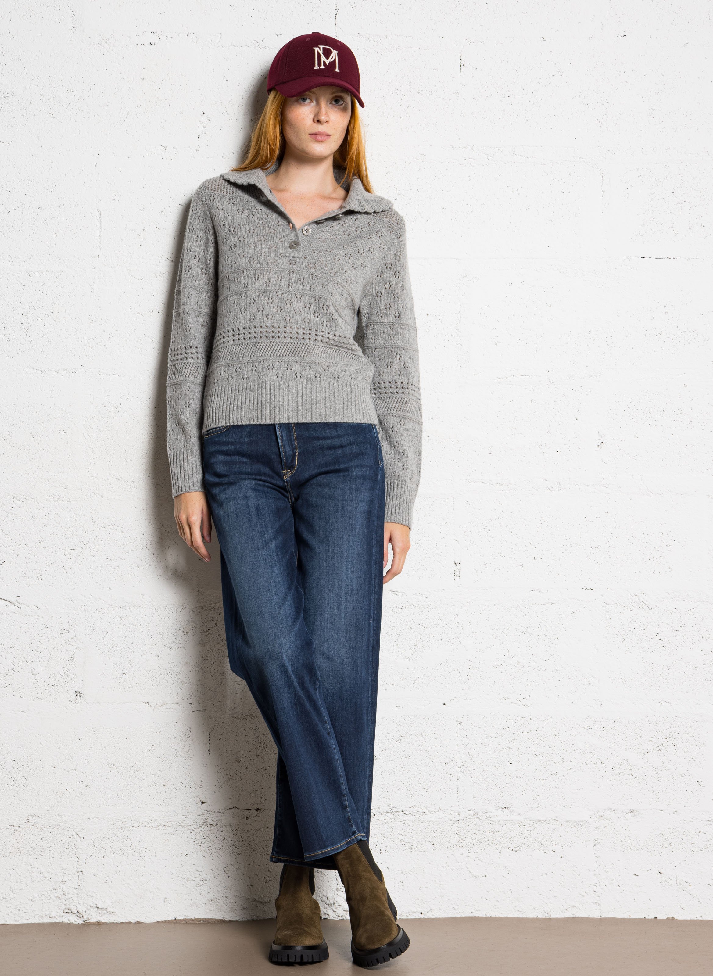 Jean évasé en coton mélangé LE TEMPS DES CERISES Bleu