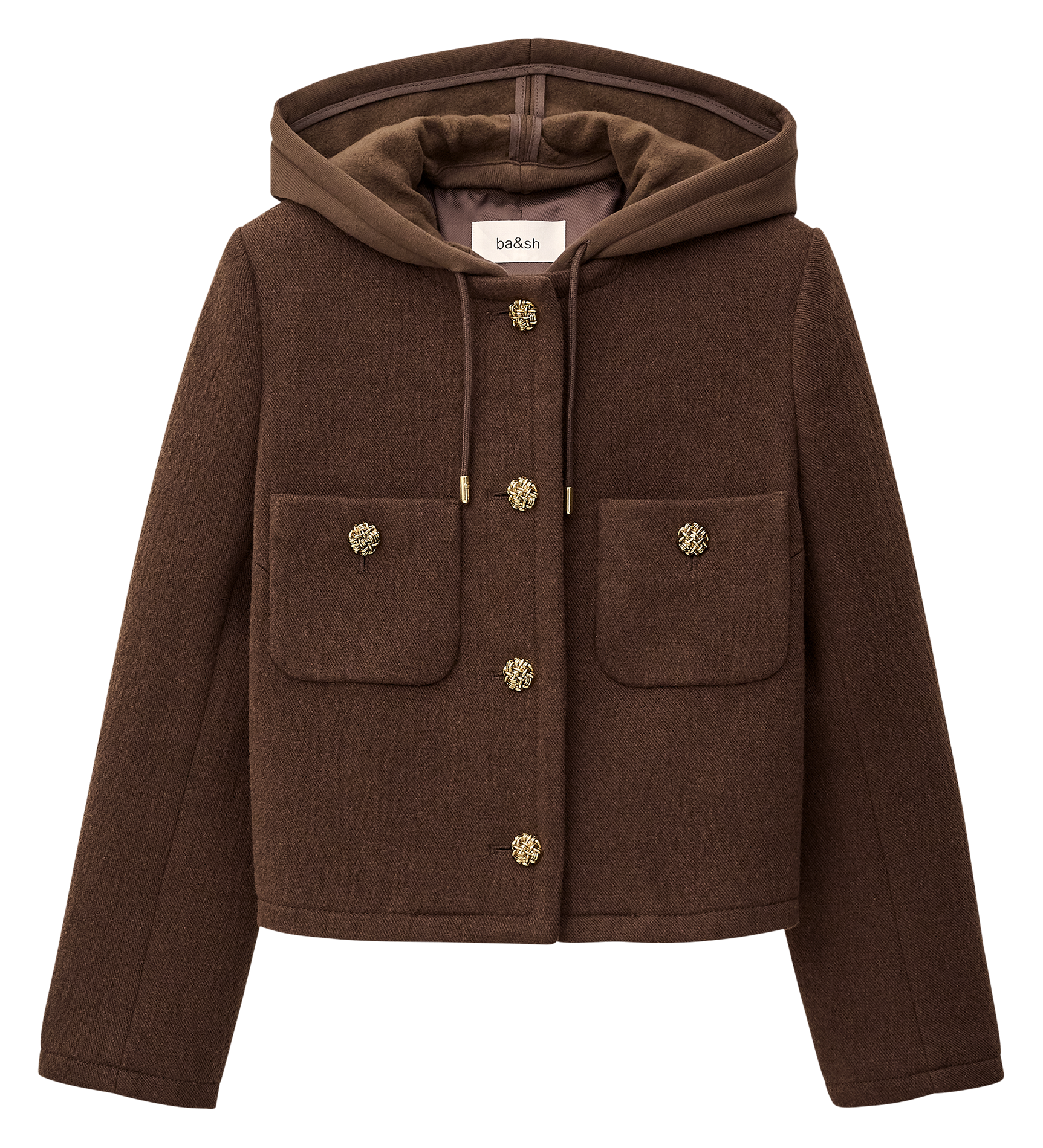 Korte jas met knopen en capuchon BA&SH Bruin