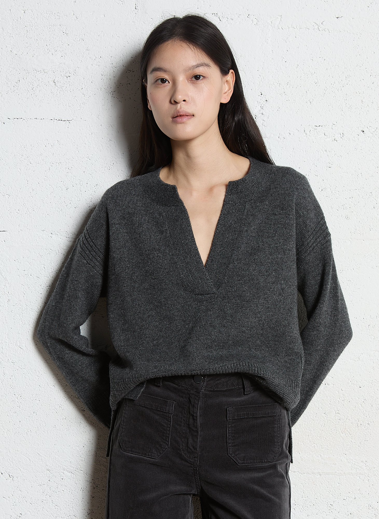 Pull droit col tunisien en laine  MAISON 123