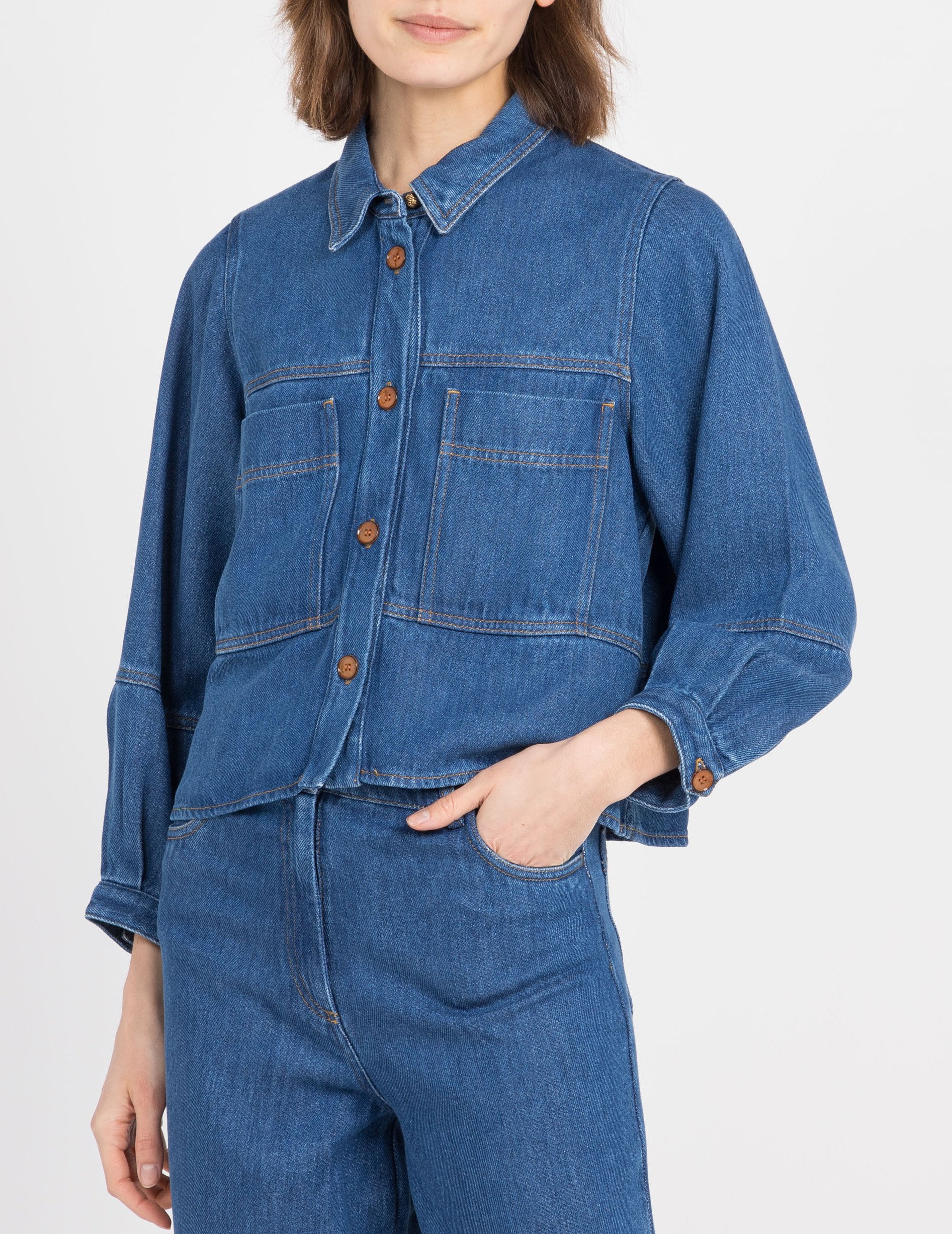 Denim jacket with classic collar SESSUN Blue