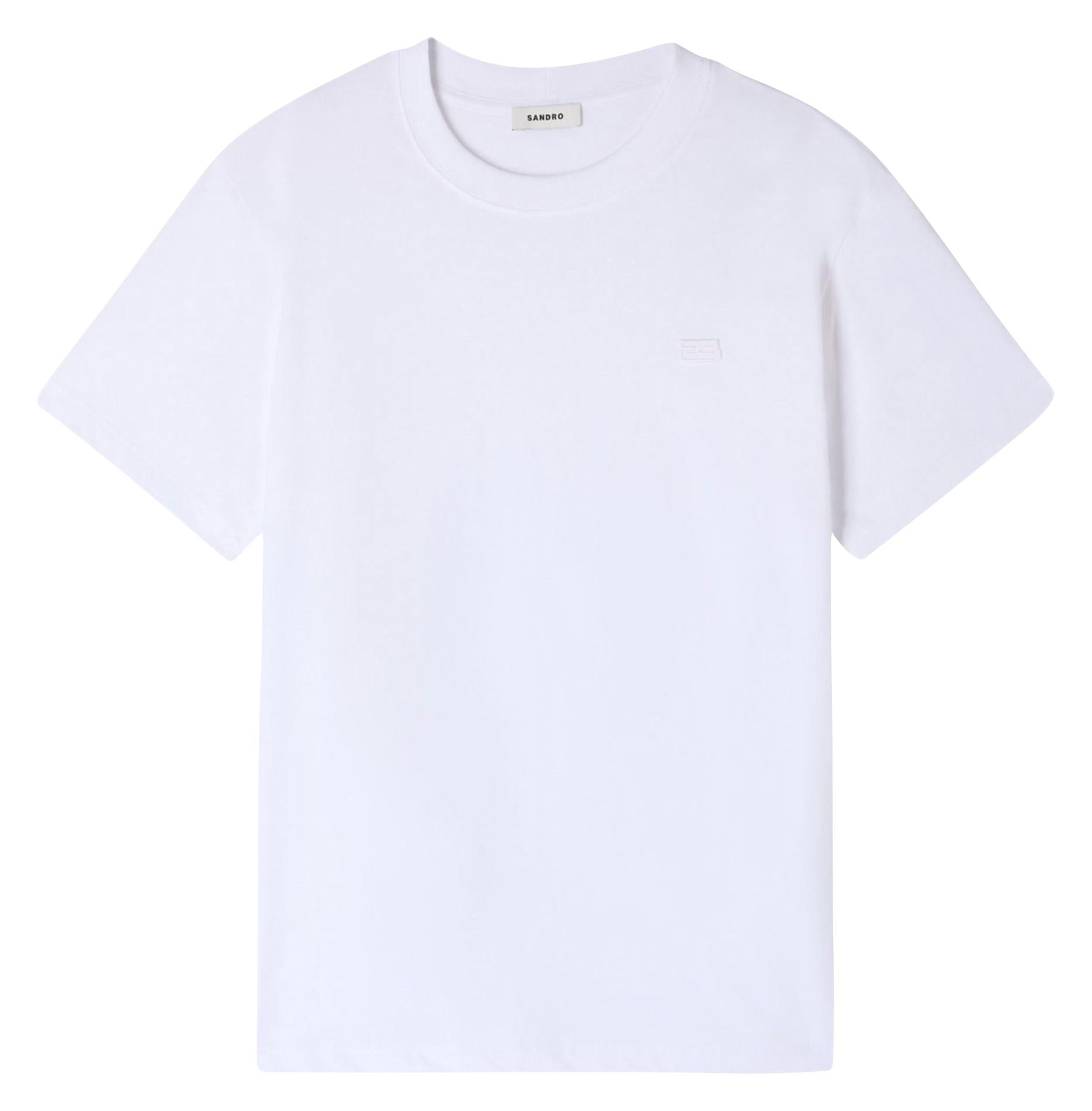 Tee-shirt droit col rond en coton SANDRO Blanc