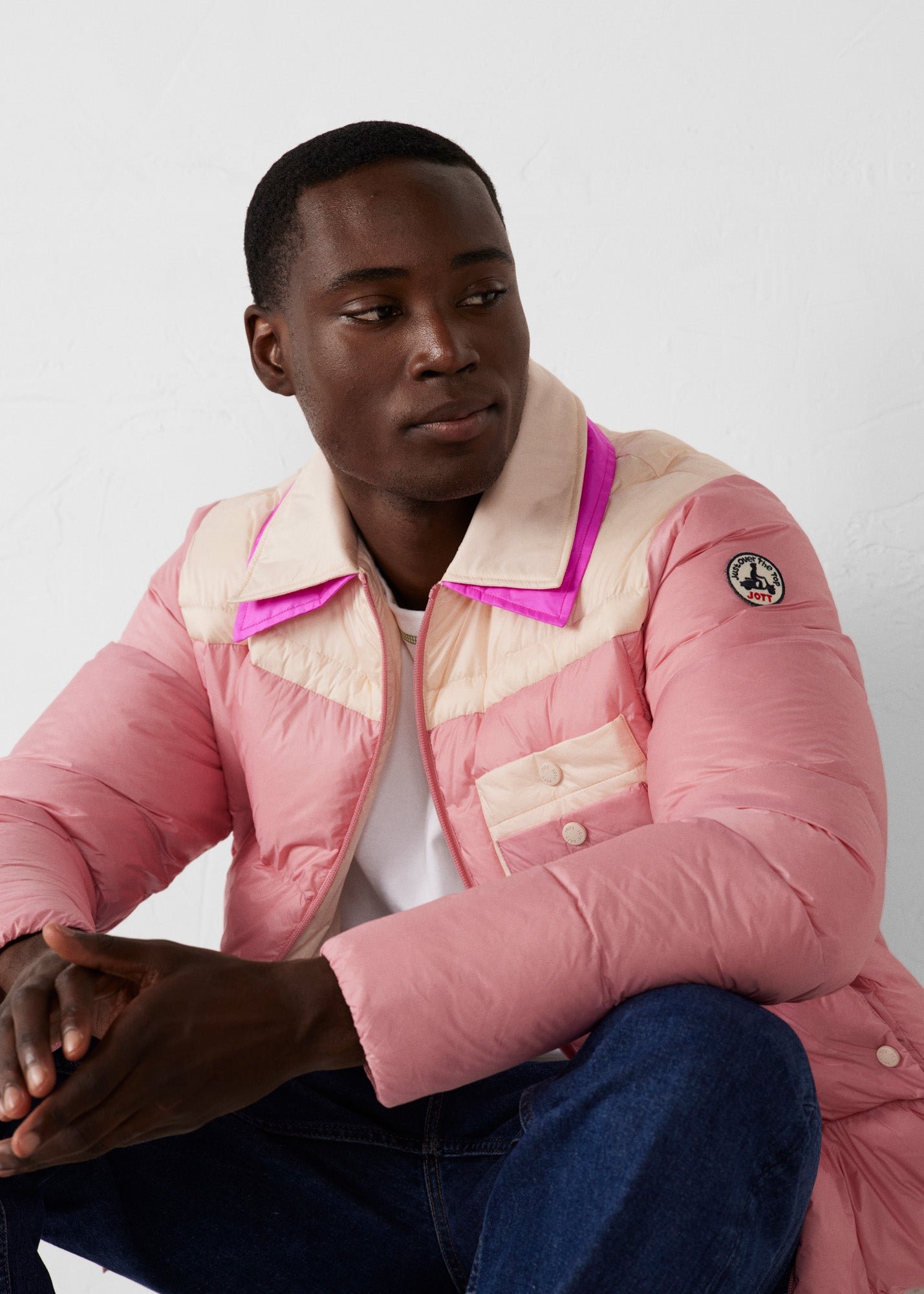 Two-tone unisex puffer jacket JOTT Pink