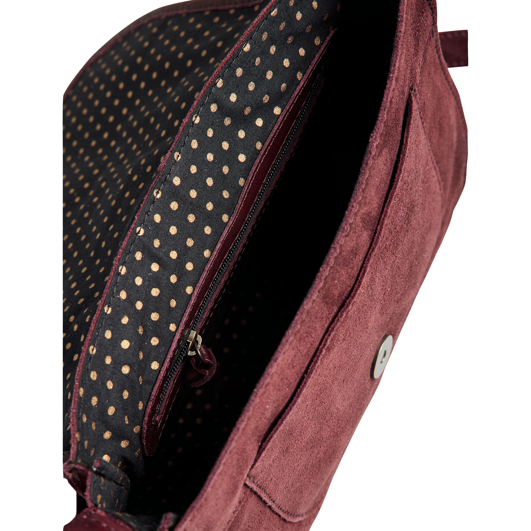 Sac bandoulière en cuir velours PIECES Rouge