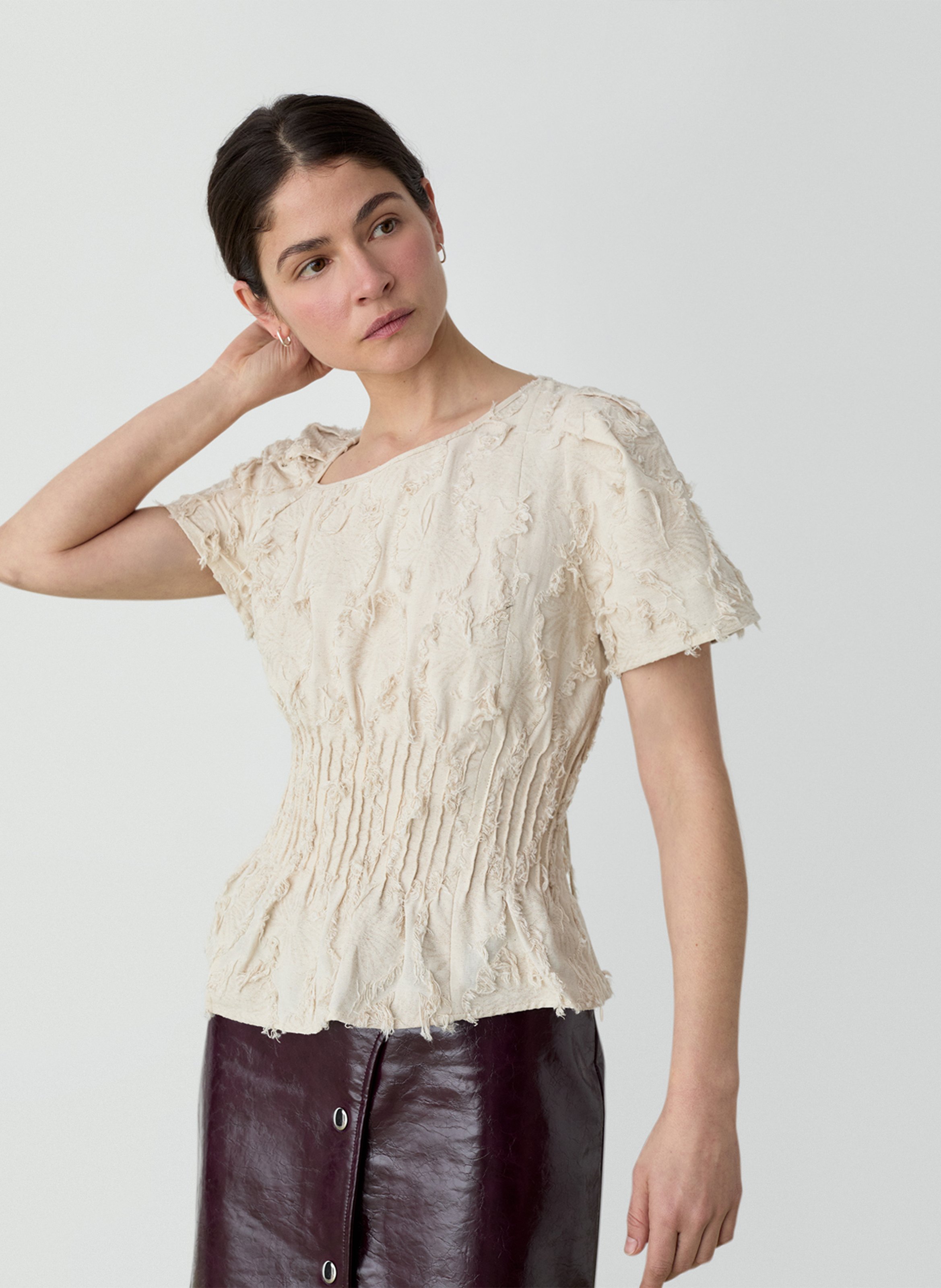 Cárdigan de mezcla de algodón con cuello redondo LAAGAM Blanco