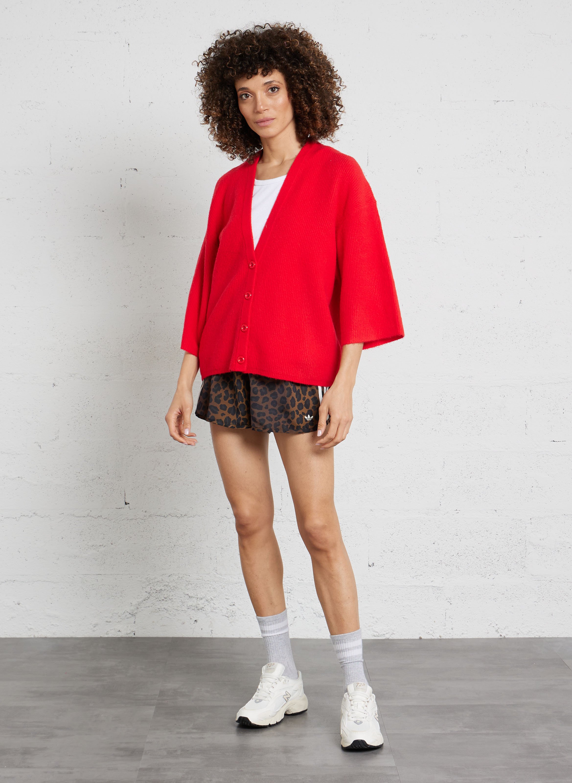 Gilet oversize col rond en maille AMERICAN VINTAGE Rouge