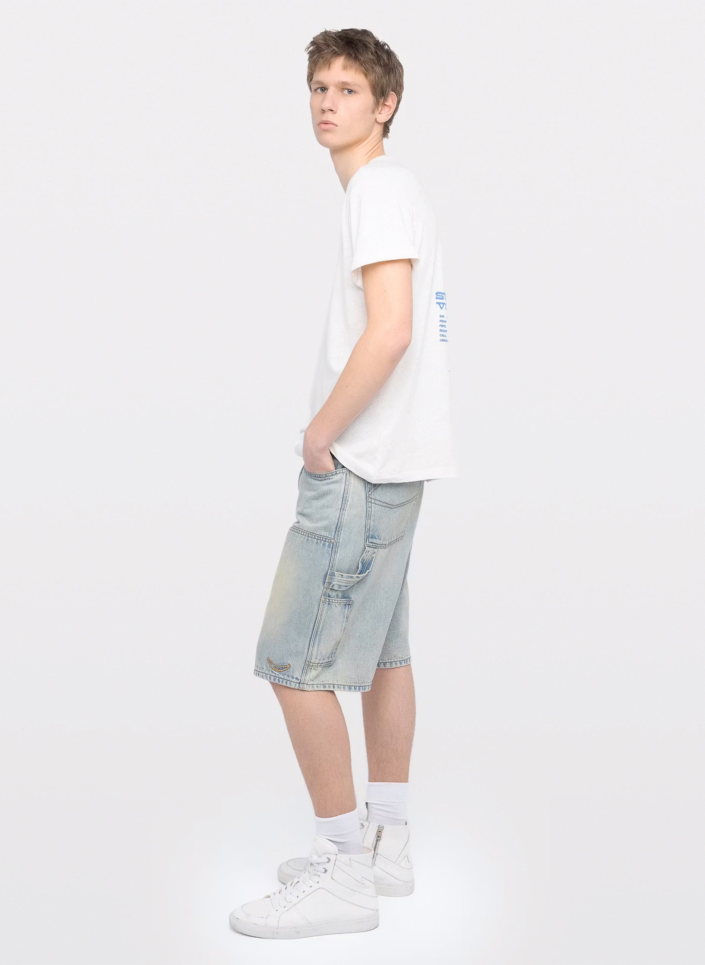 Tee-shirt droit col rond en coton et lin ZADIG&VOLTAIRE Blanc