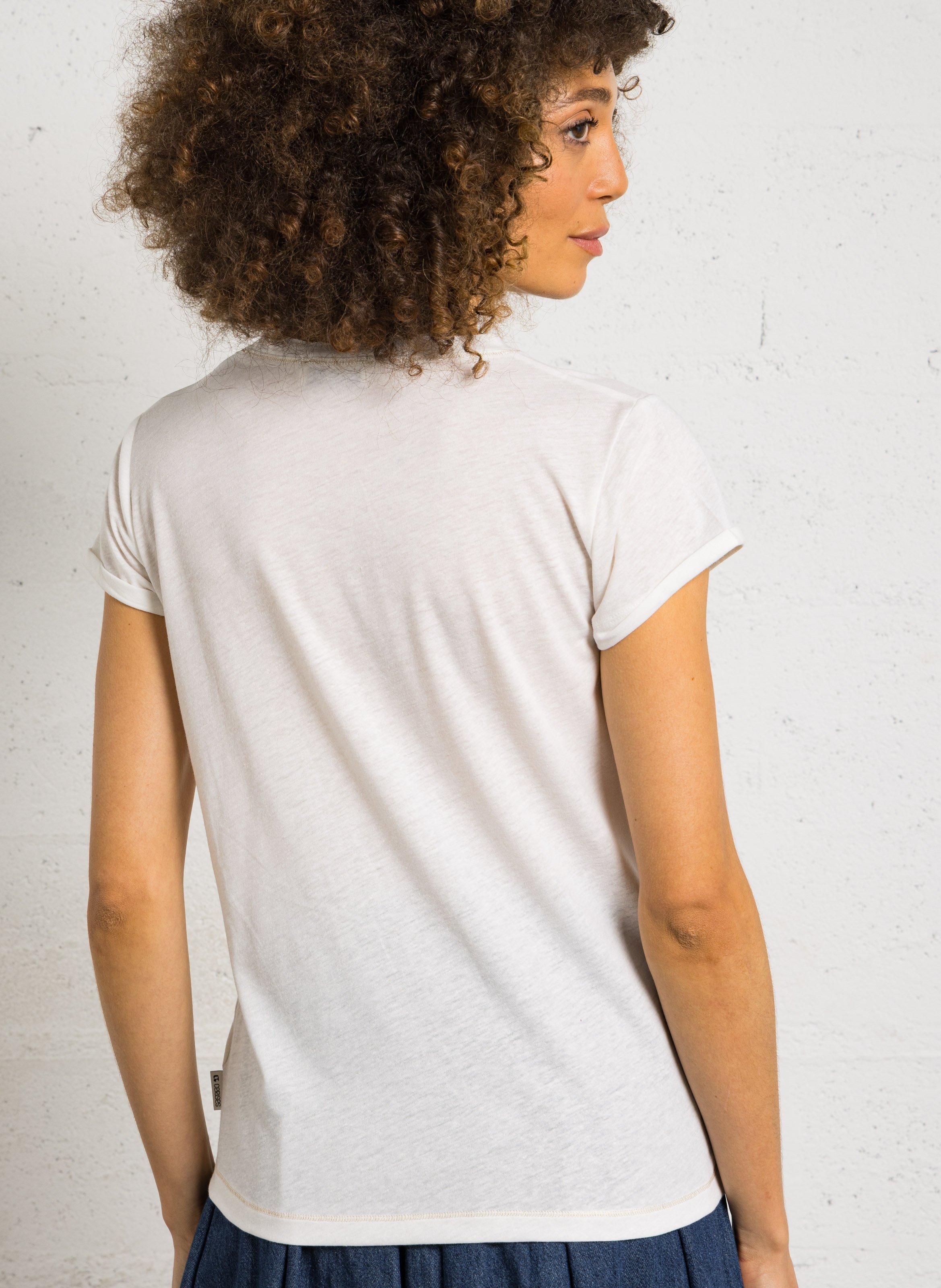 Tee-shirt ajusté col V LE TEMPS DES CERISES Blanc