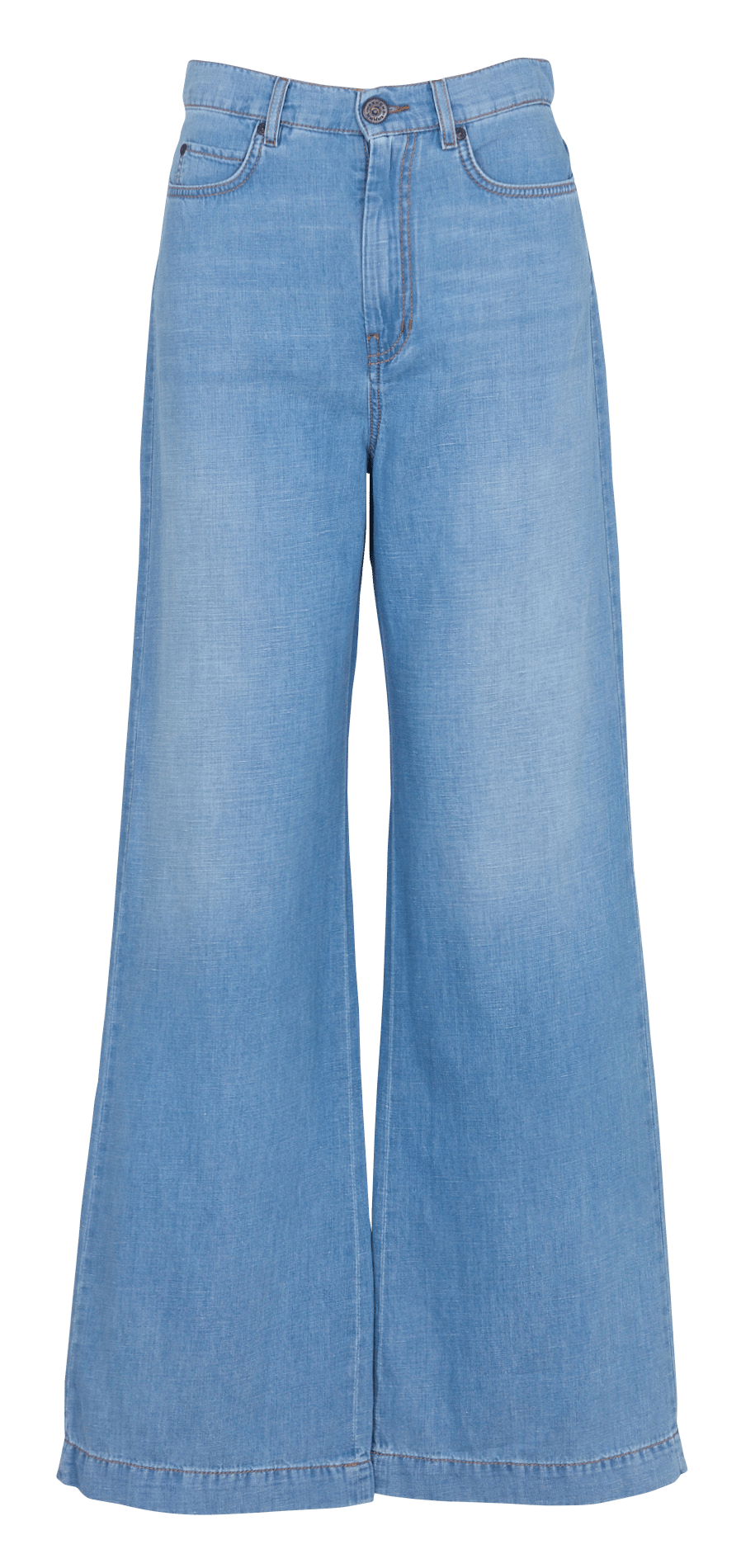 High-waisted flare jeans in cotton and linen MAX MARA WEEK END Blue