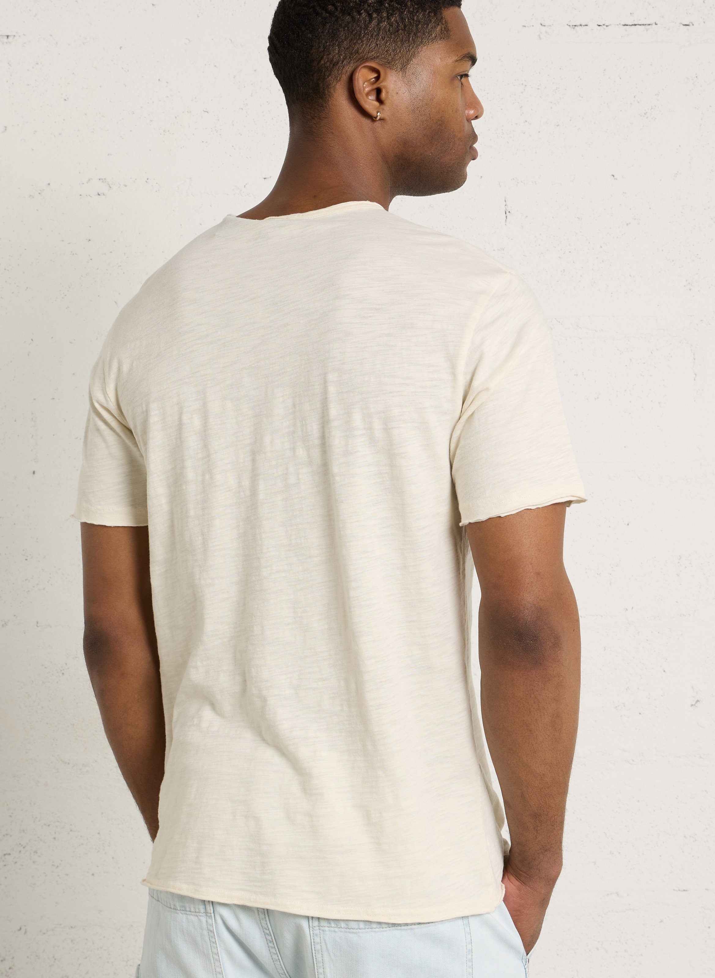 Tee-shirt droit col rond boutonné en coton LE TEMPS DES CERISES Blanc