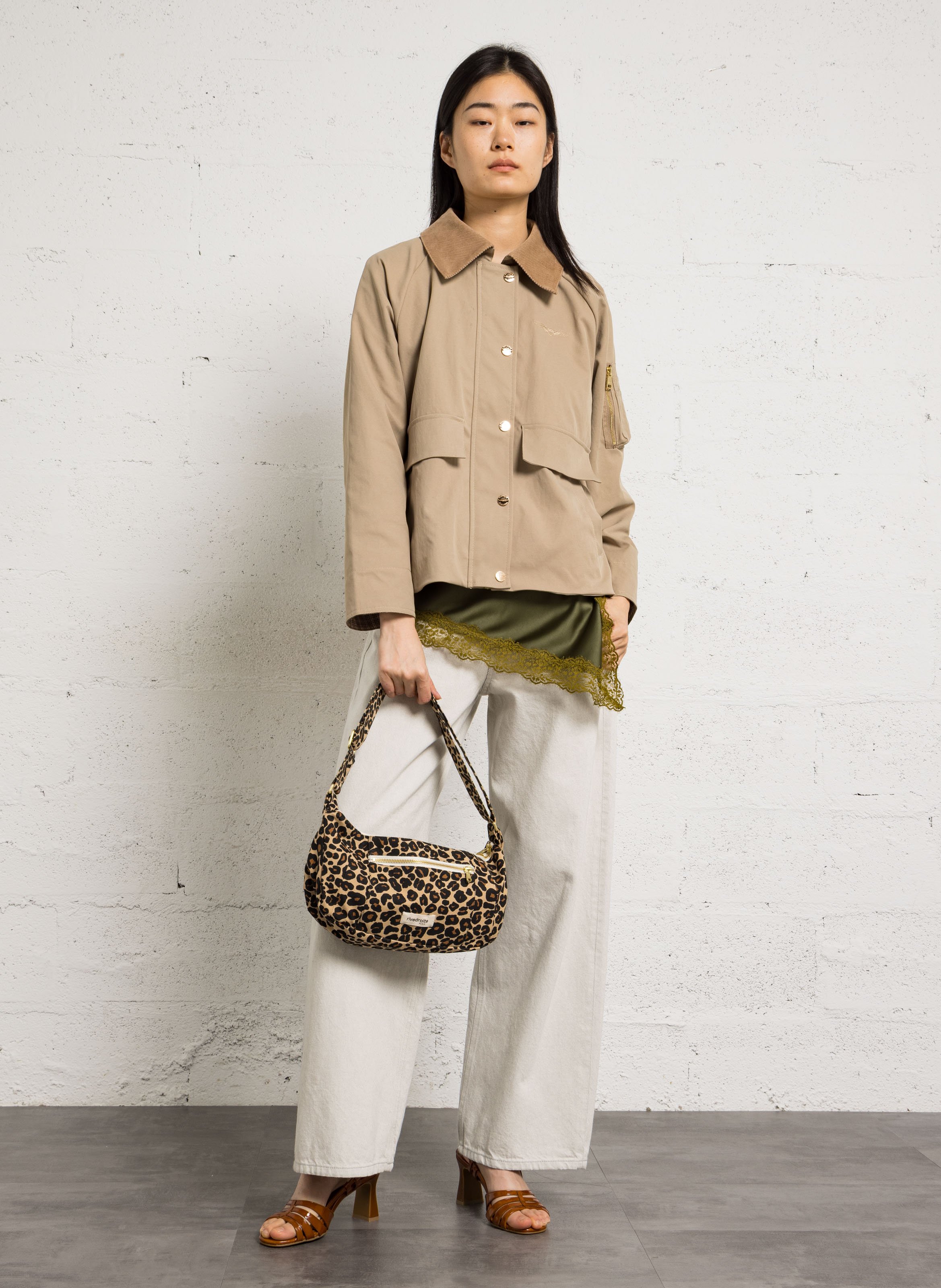 Sac bandoulière en coton recyclé RIVEDROITE PARIS Beige