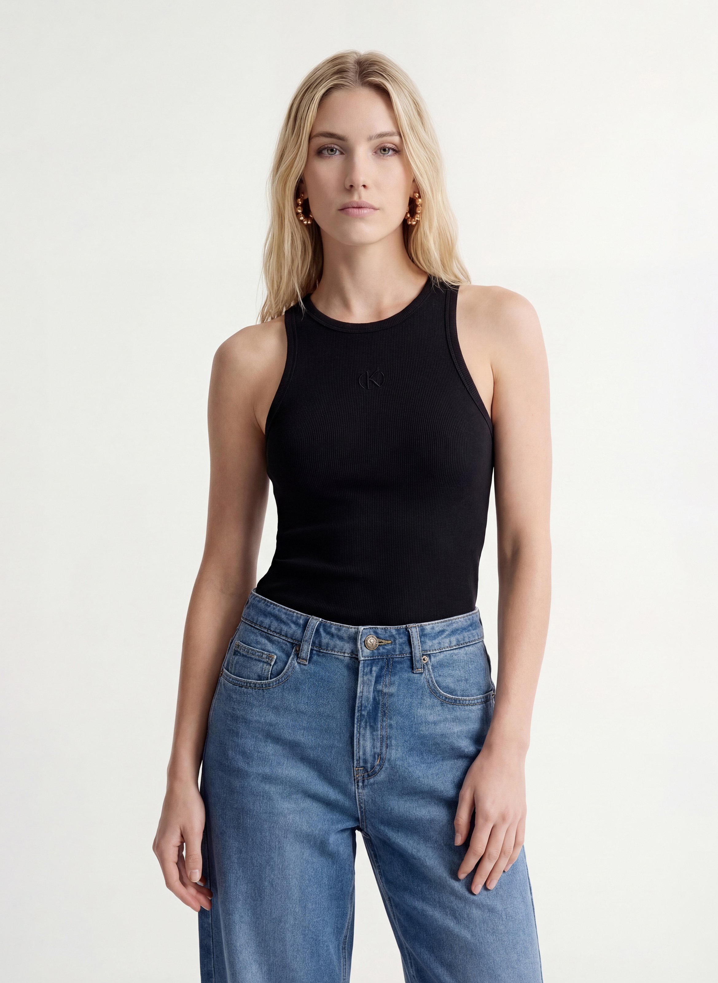 Cotton-blend tank top with round neck KOOKAI Black