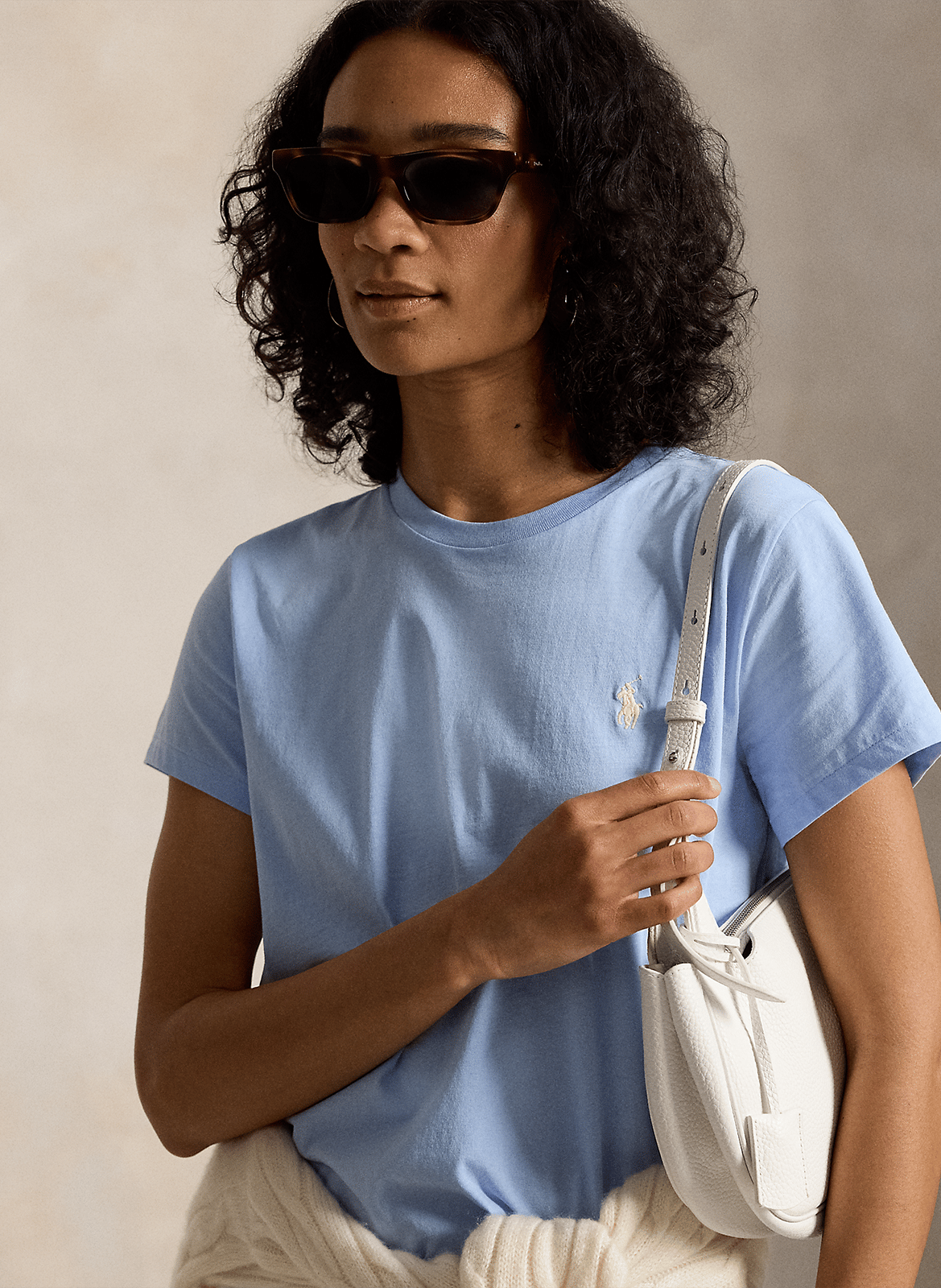 Short-sleeved plain t-shirt with logo Blue