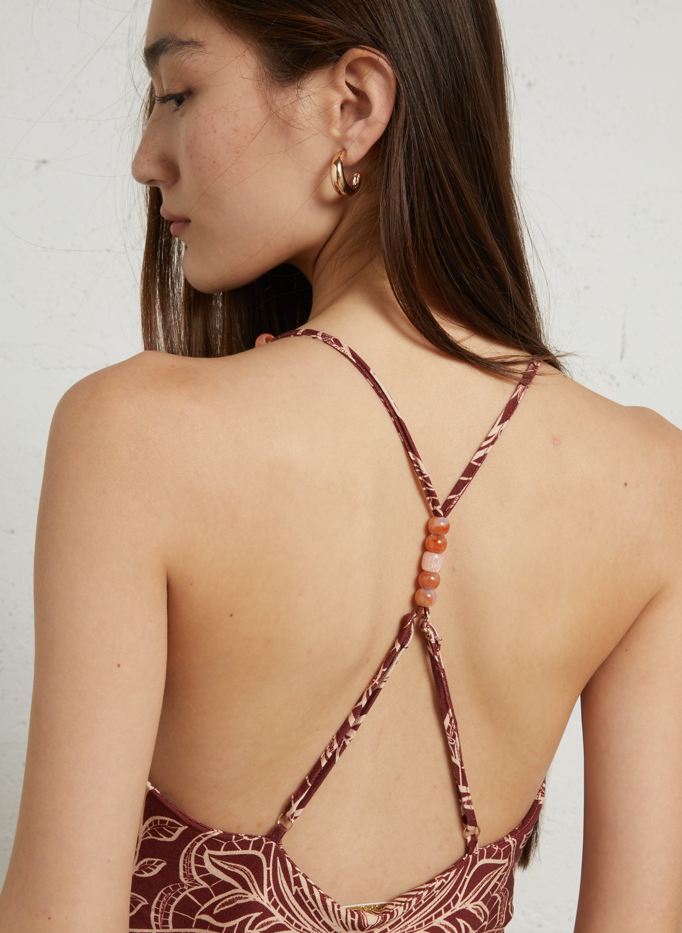 Robe longue droite imprimée LA PETITE ETOILE Marron