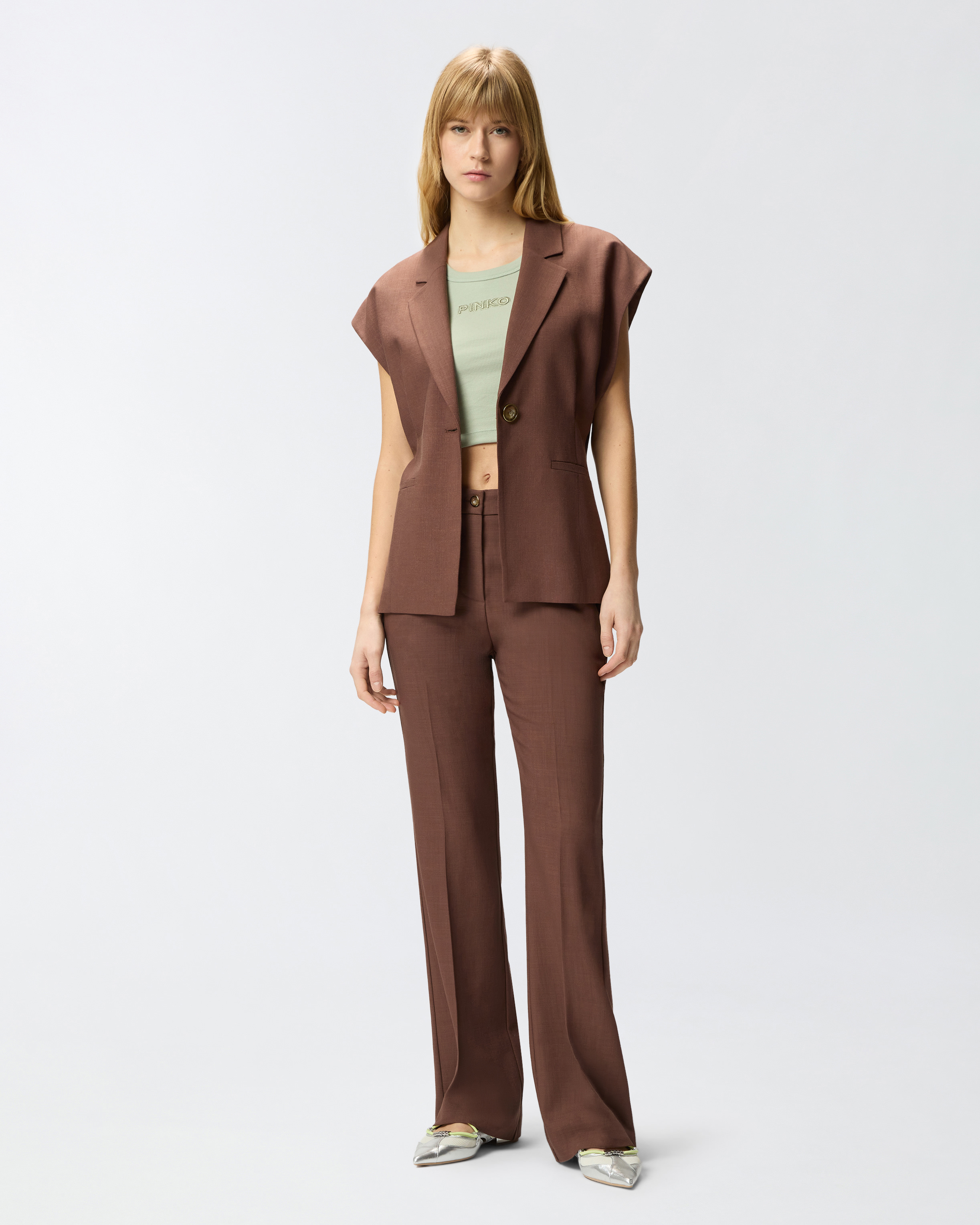 Pantalon à pli marqué PINKO Marron