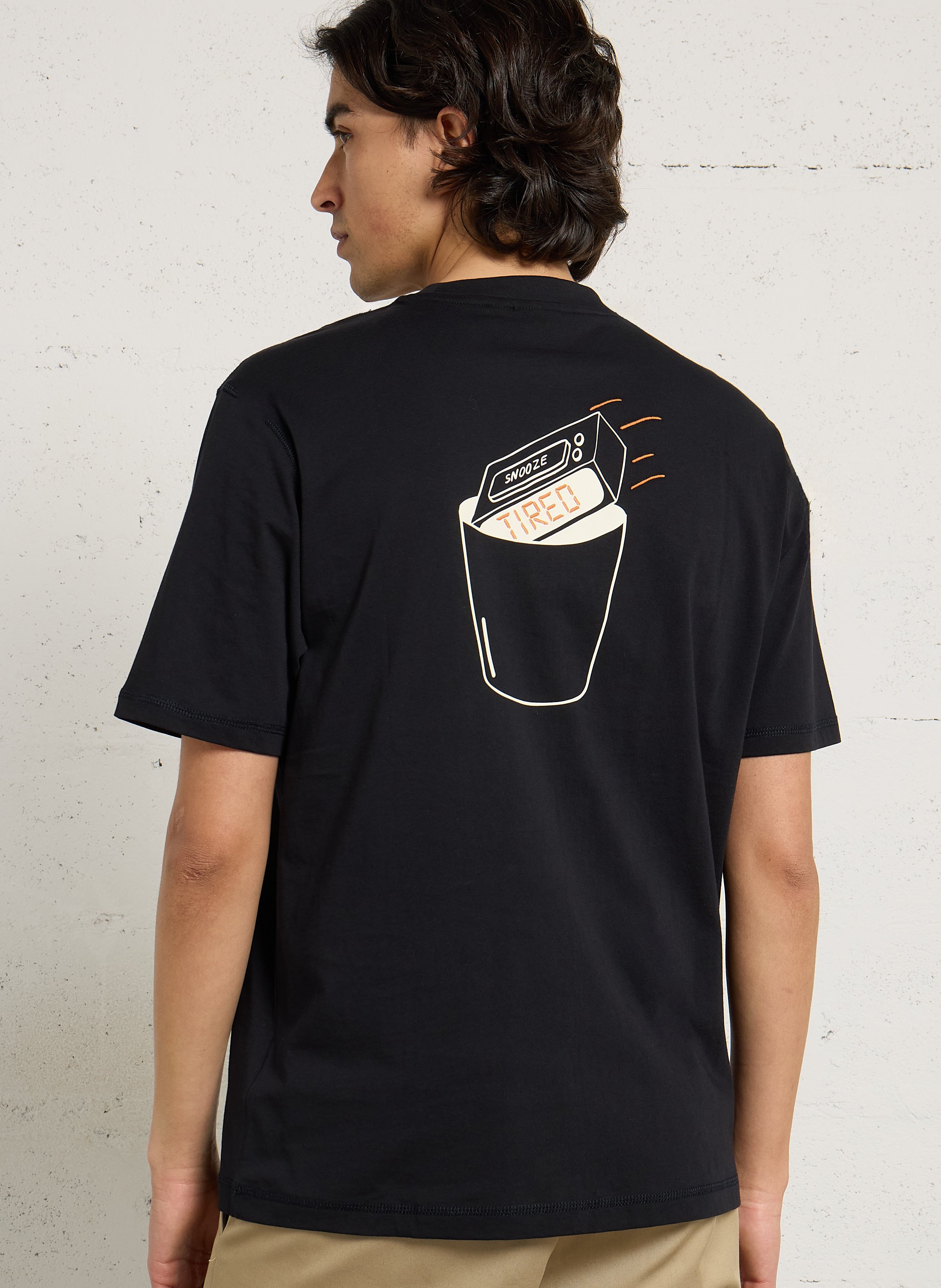 Recht, katoenen T-shirt met zeefdruk NAPAPIJRI Zwart