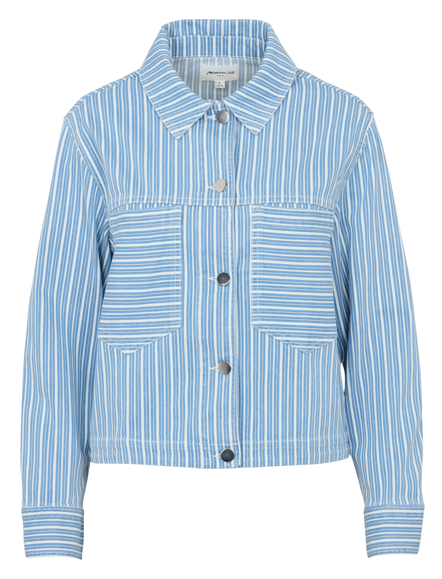 Straight jacket with classic striped cotton blend collar MAISON 123 Blue