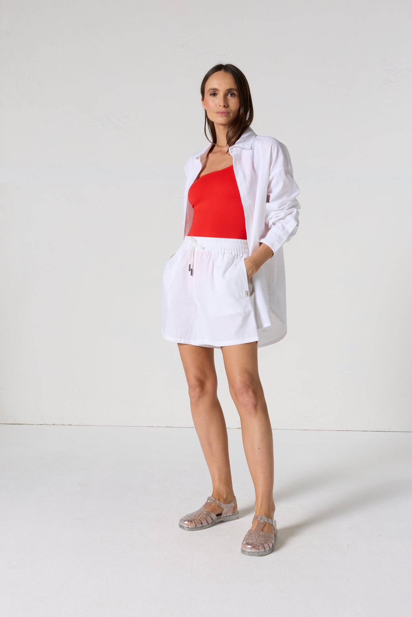Chemise mixte en lin calypso JOTT Blanc