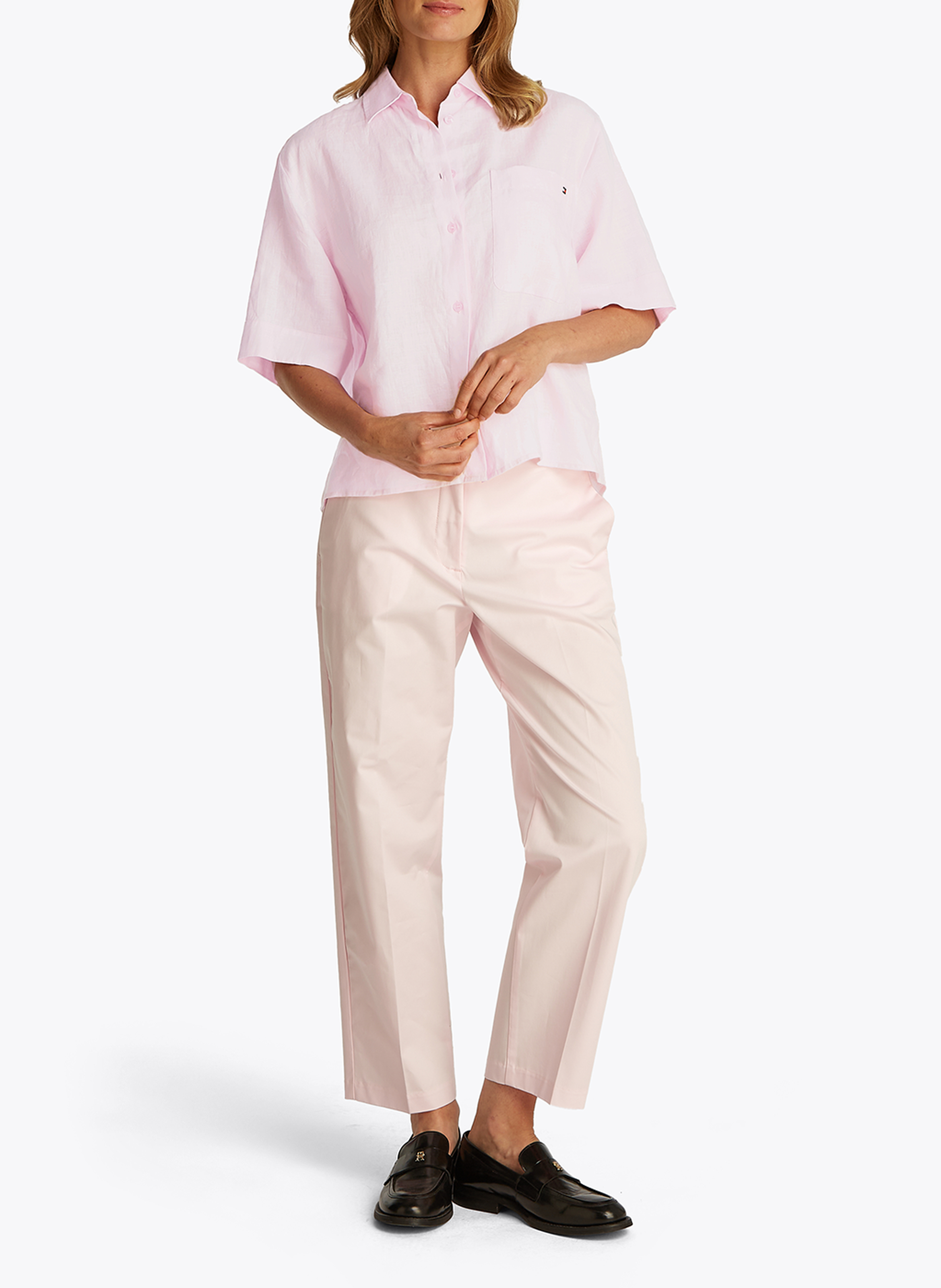 Chemise droite en lin  TOMMY HILFIGER Rose