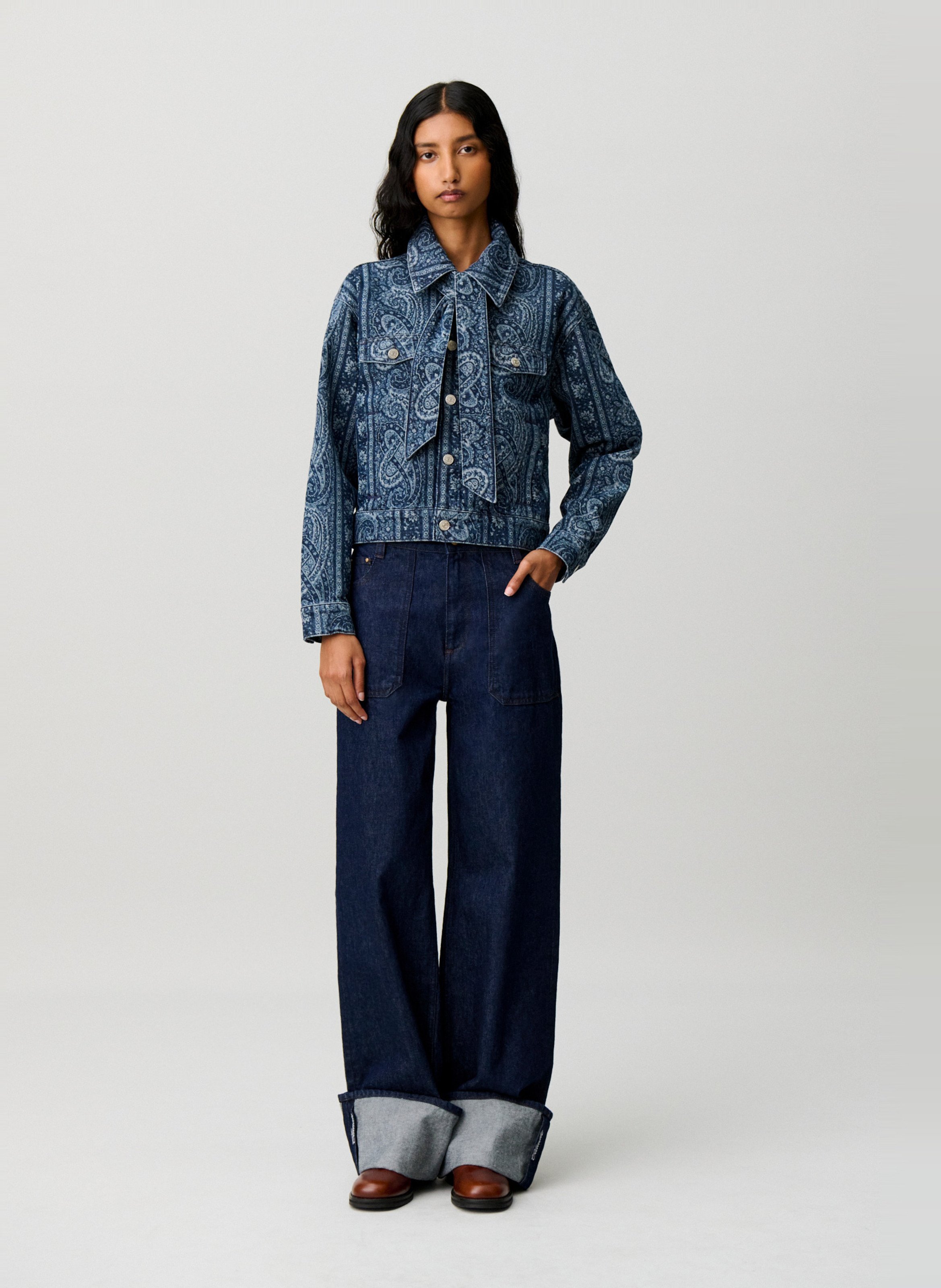 Katoenen jasje van spijkerstof CLAUDIE PIERLOT Blauw