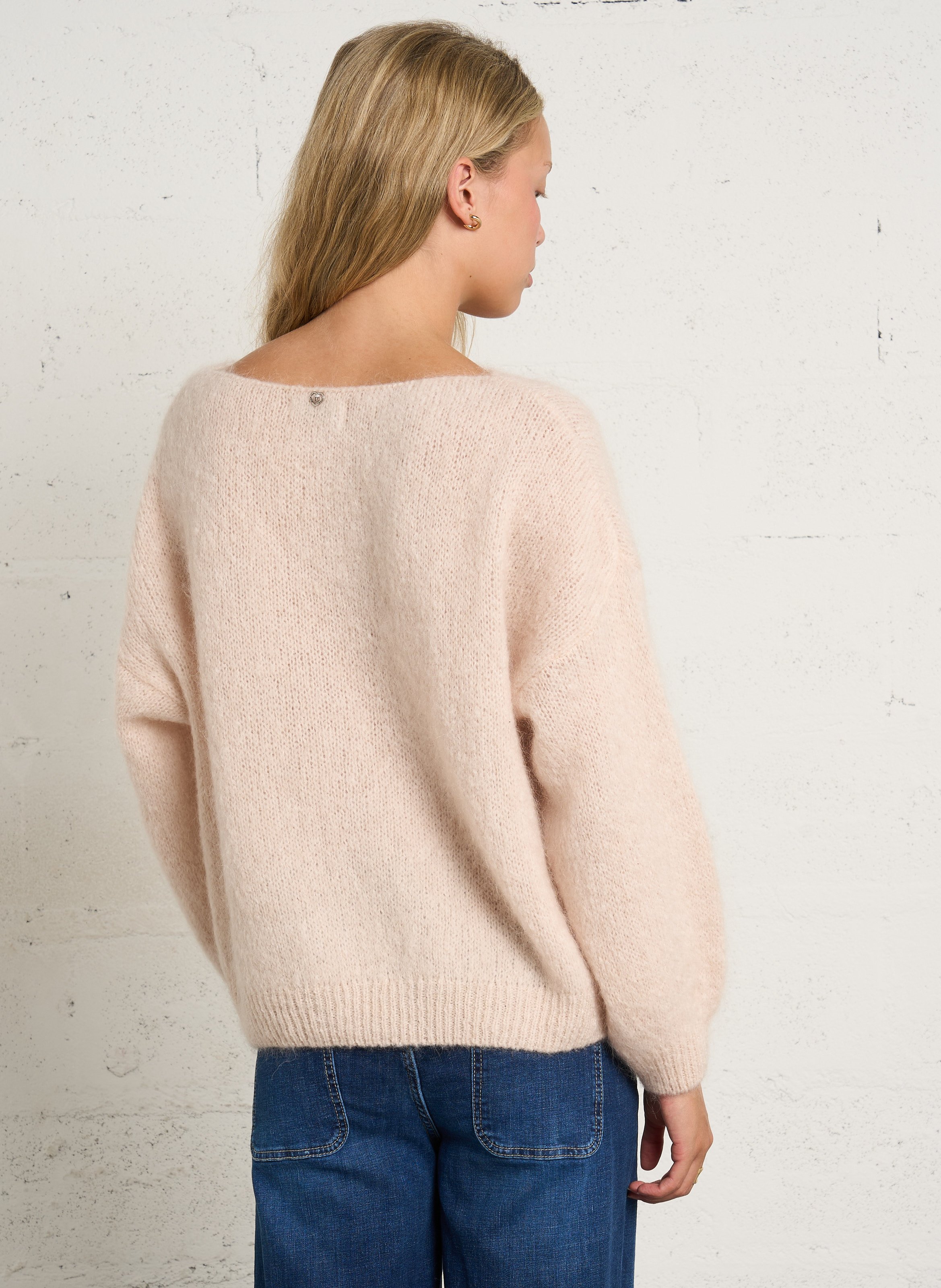Trui met ronde hals | wolblend PLEASE Beige