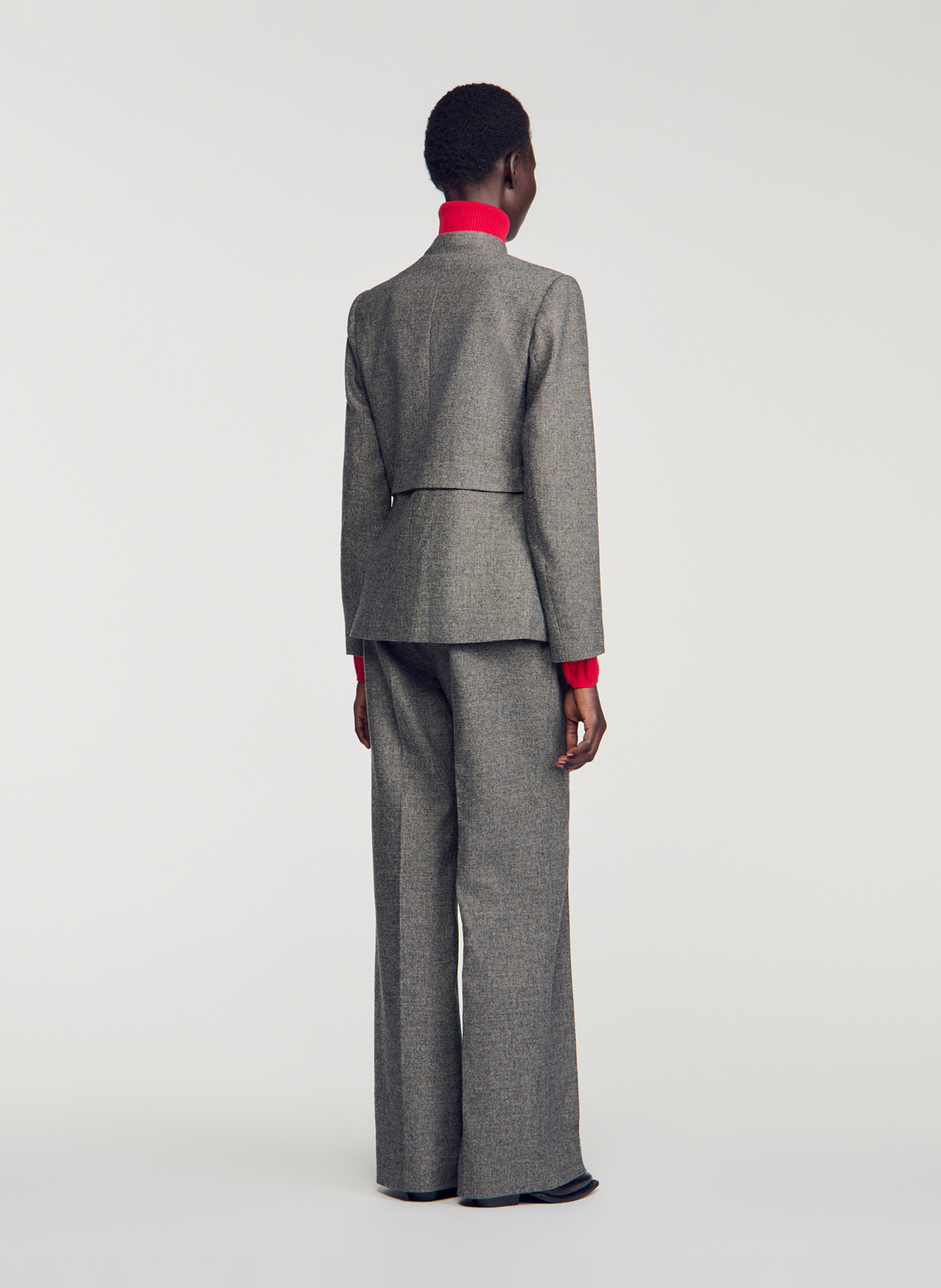 Veste col montant en laine mélangée SANDRO Gris