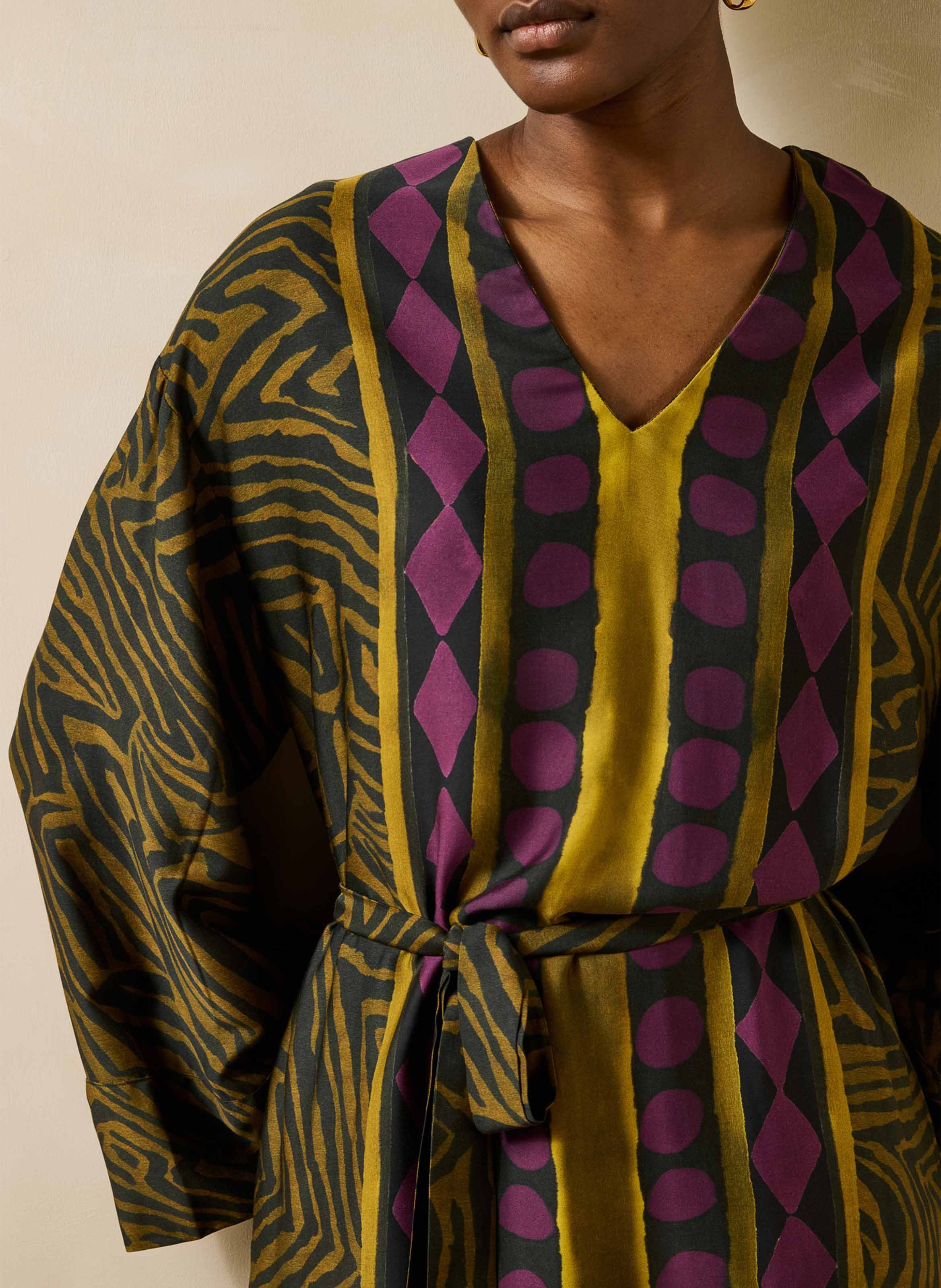 Lange jurk met ceintuur en print LA FEE MARABOUTEE Veelkleurig